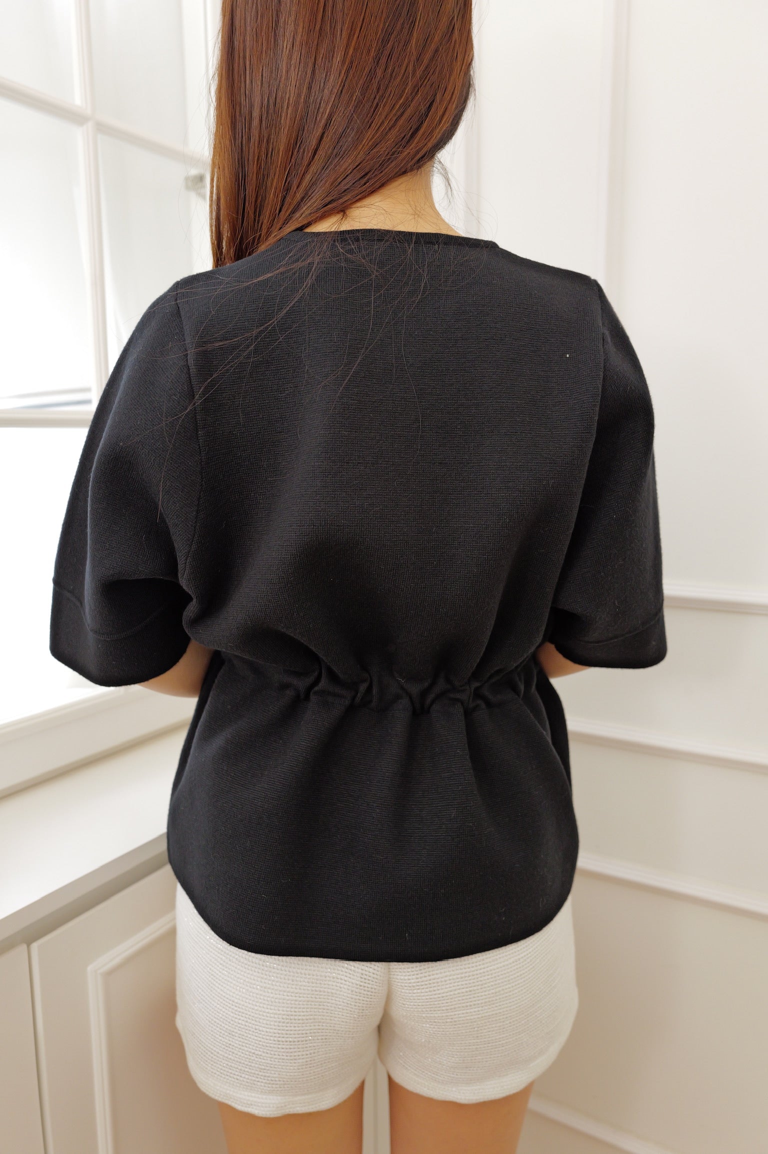 Elegant Cinched-Waist Peplum Top [T0268]