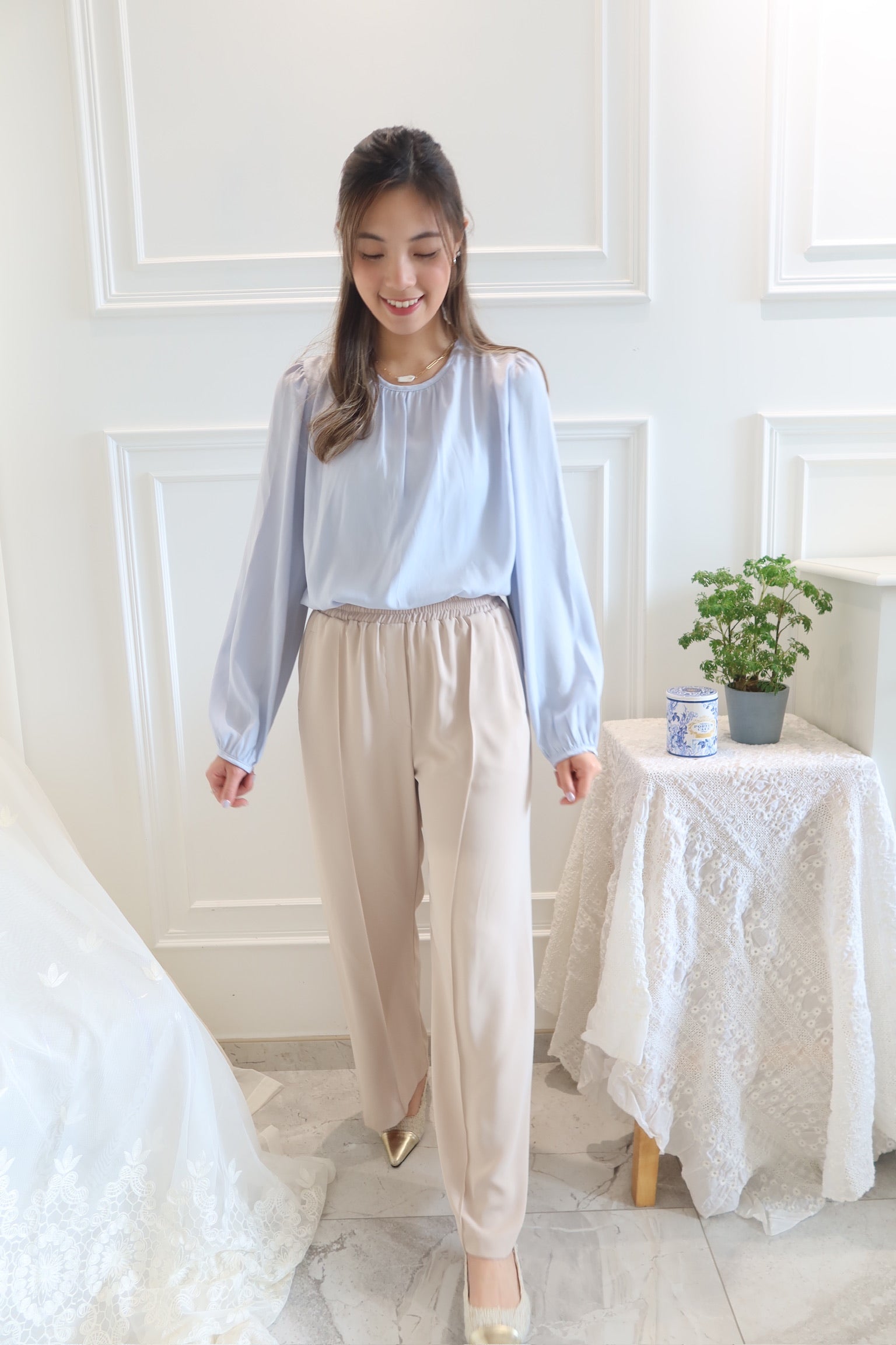 Sheer Long Sleeve Blouse [T0150]
