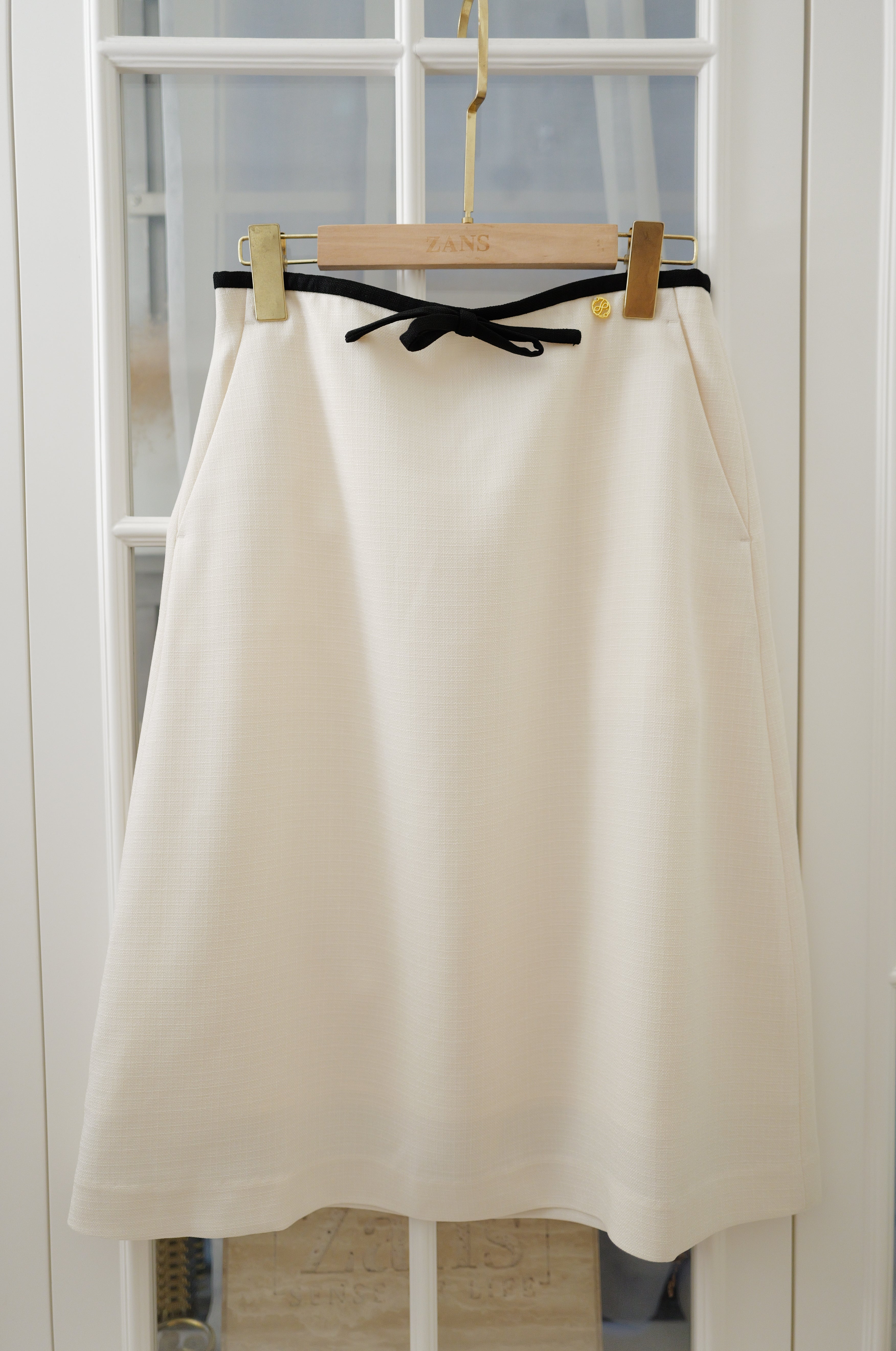 【LE ZANS BRAND COLLECTION】French Elegant Contrast Bow Tweed A-Line Skirt [SK0083]