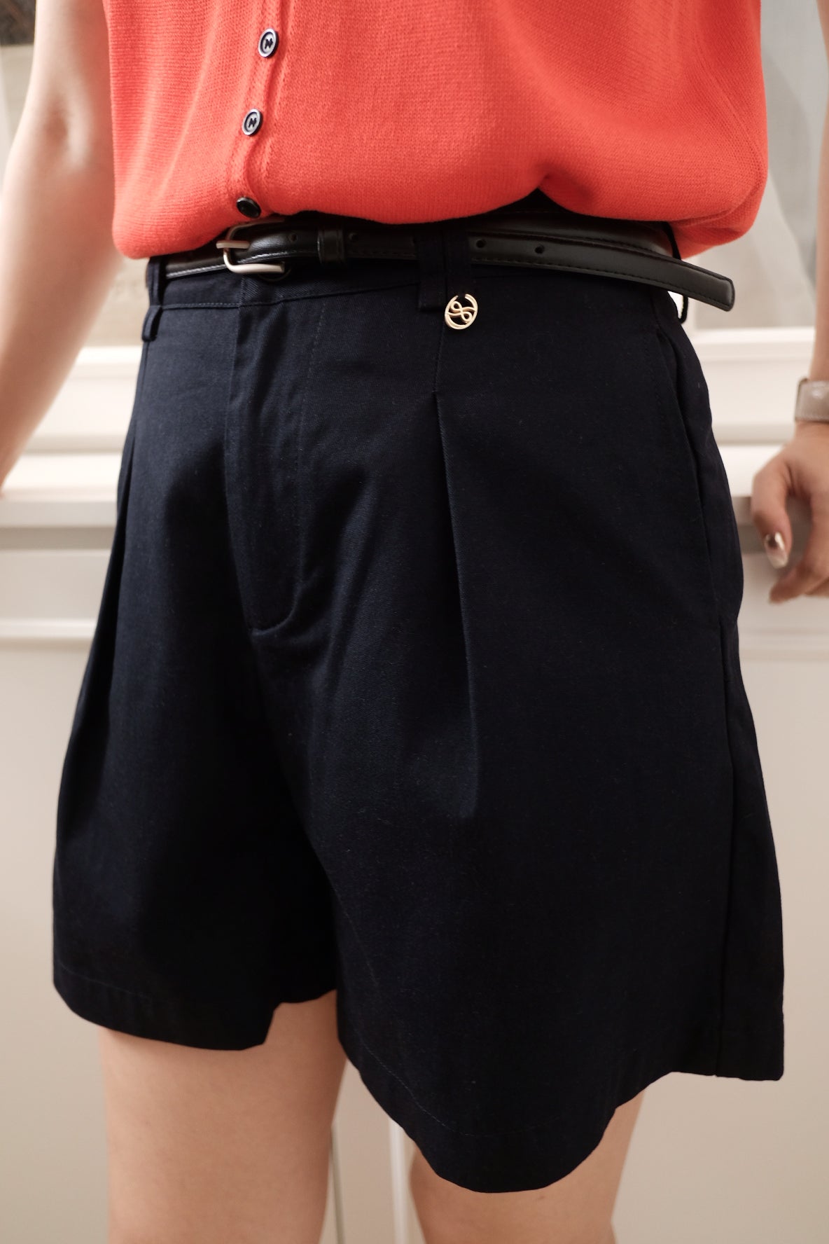 【LE ZANS BRAND COLLECTION】High-waisted Pleated Shorts [ST0029]