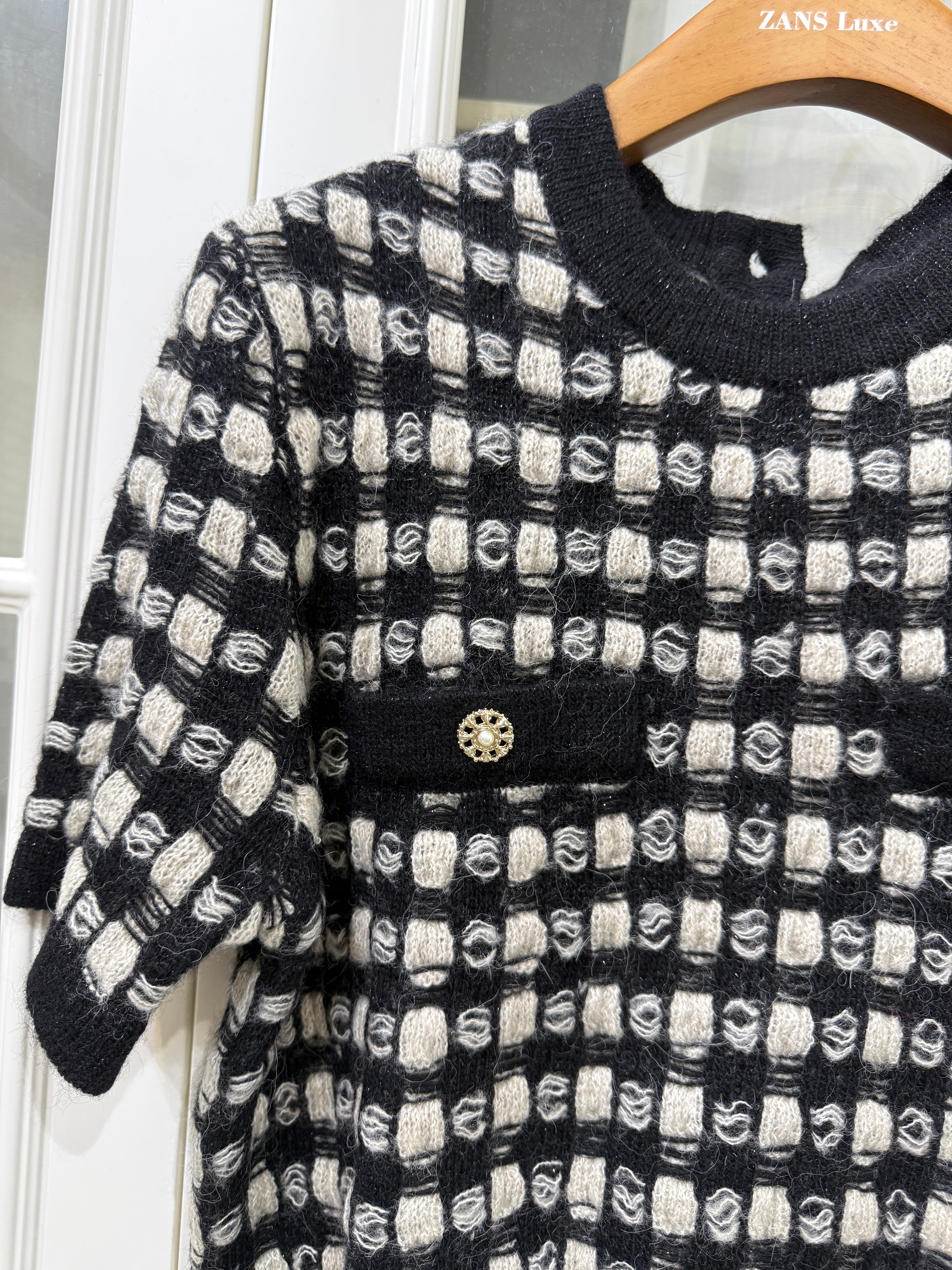 Vintage Plaid Knit Top (alpaca30%+wool49%) [T0134]