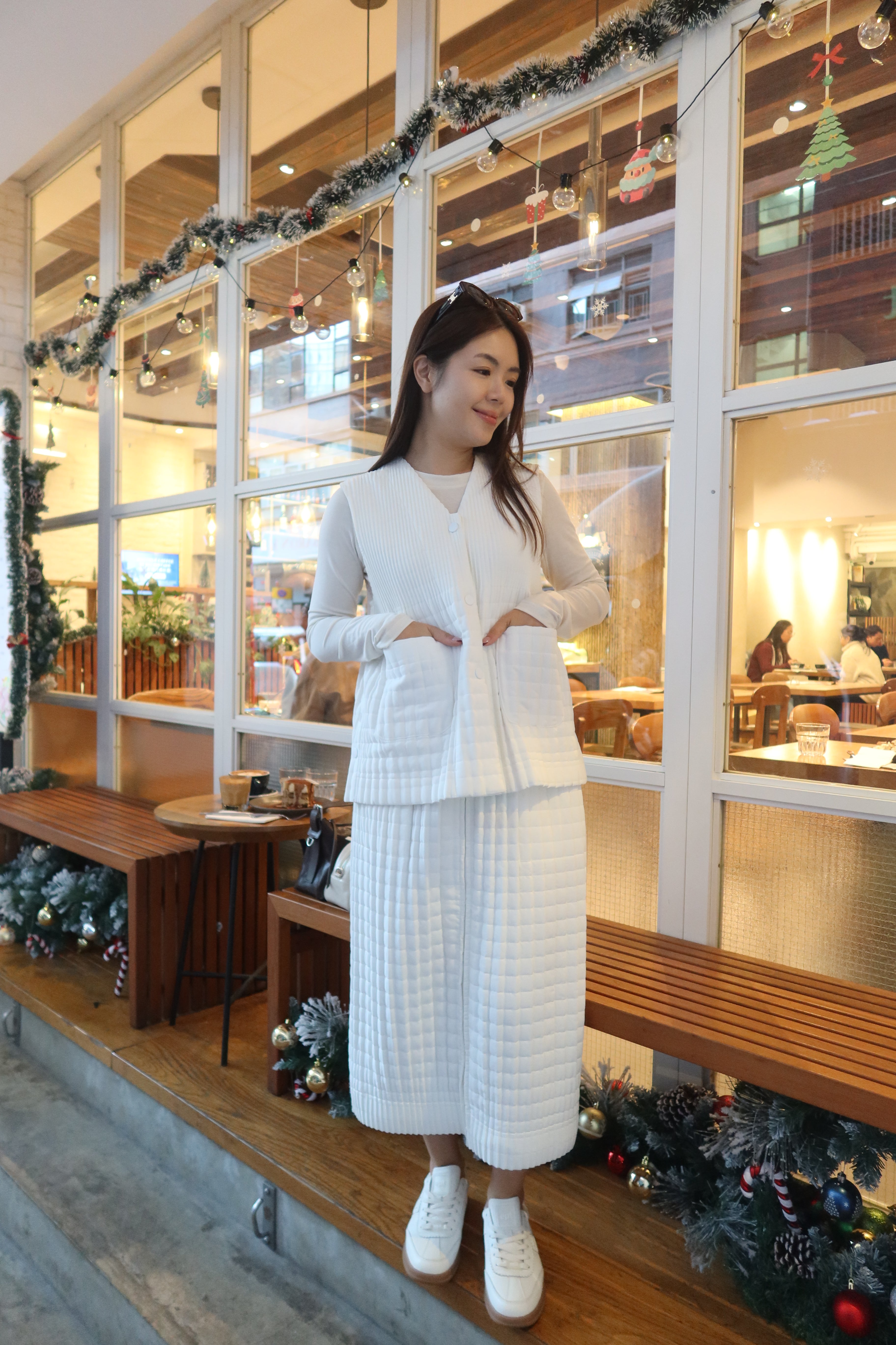 【LE ZANS BRAND COLLECTION】Cloud White Quilted Padded Vest [J0128]