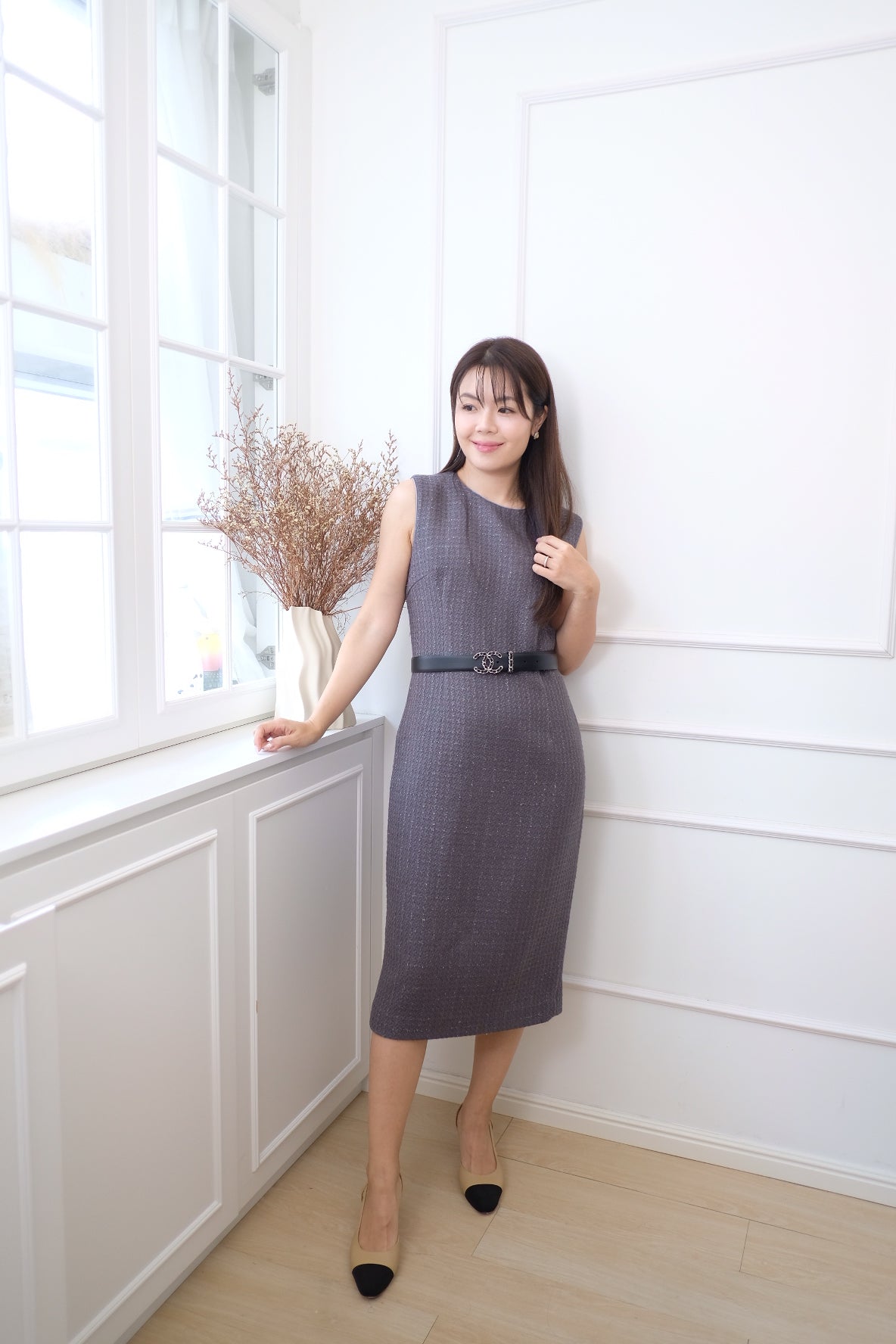 【LE ZANS BRAND COLLECTION】Sleek Silhouette Sleeveless Dress [OPS0178]
