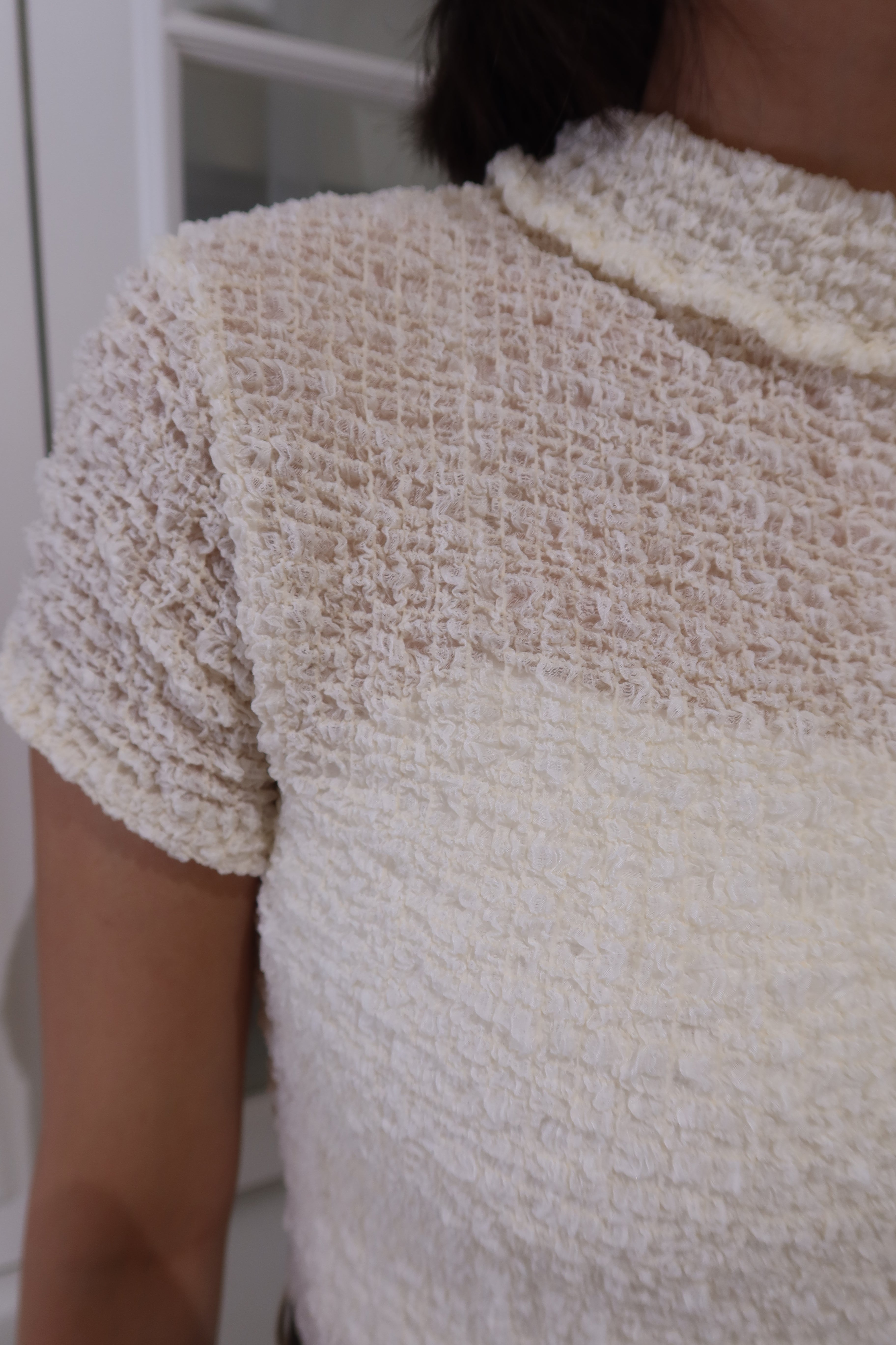 Knity White Crew Blouse [T0207]