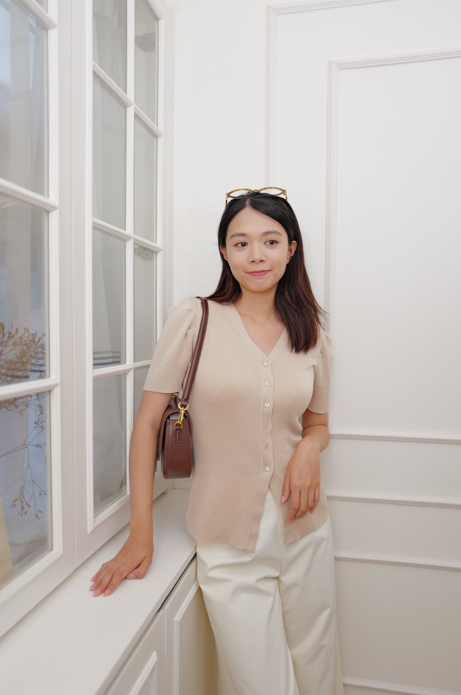 Cream Puff Sleeve Knit Cardigan [T0281]