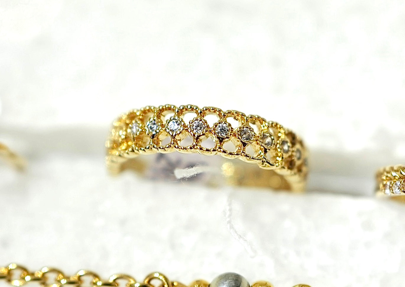 Vintage Romance Lace Openwork Milgrain Ring [A0001]
