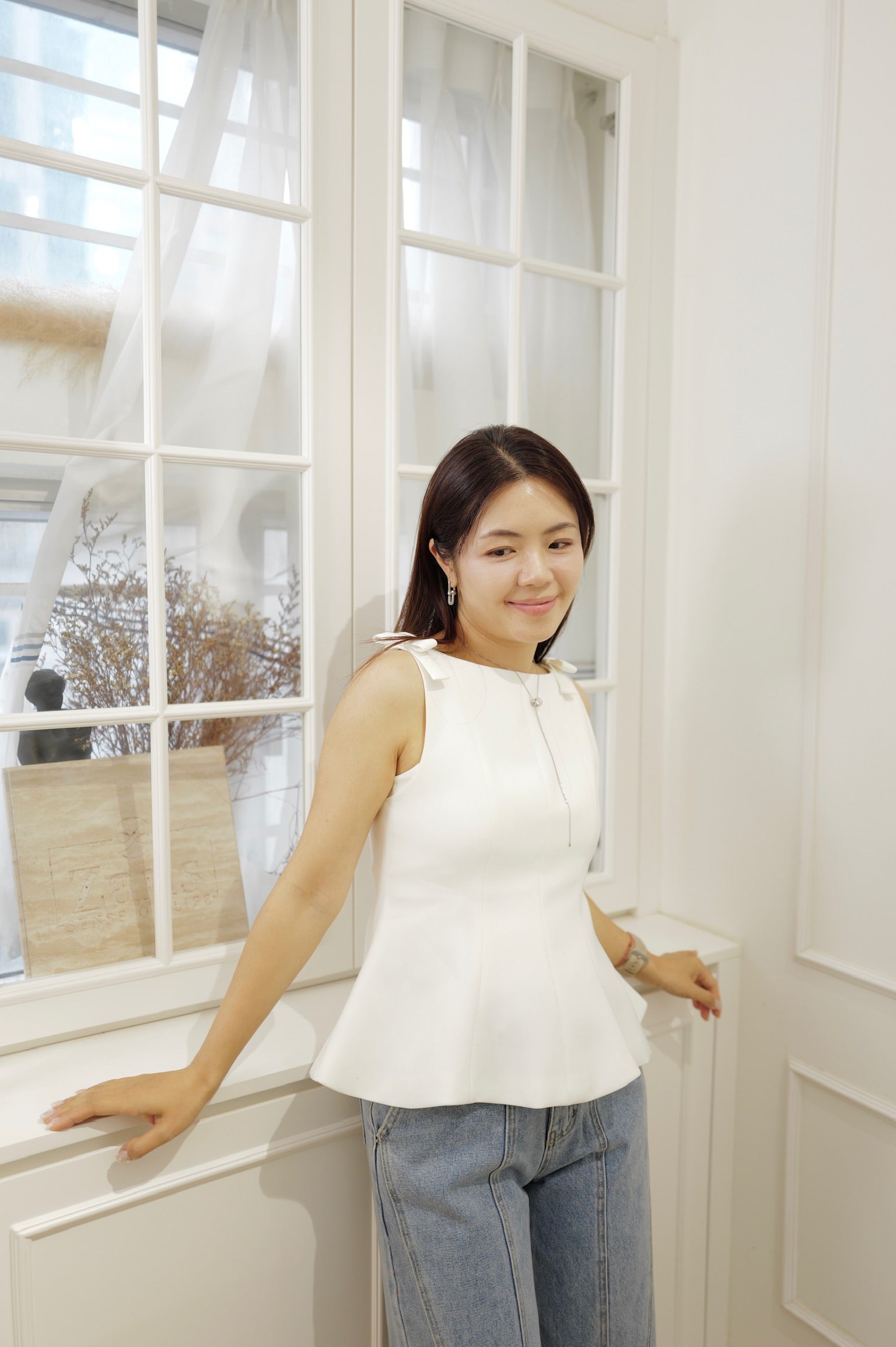 【LE ZANS BRAND COLLECTION】Elegant French Style Bowknot Sleeveless Vest [T0273]