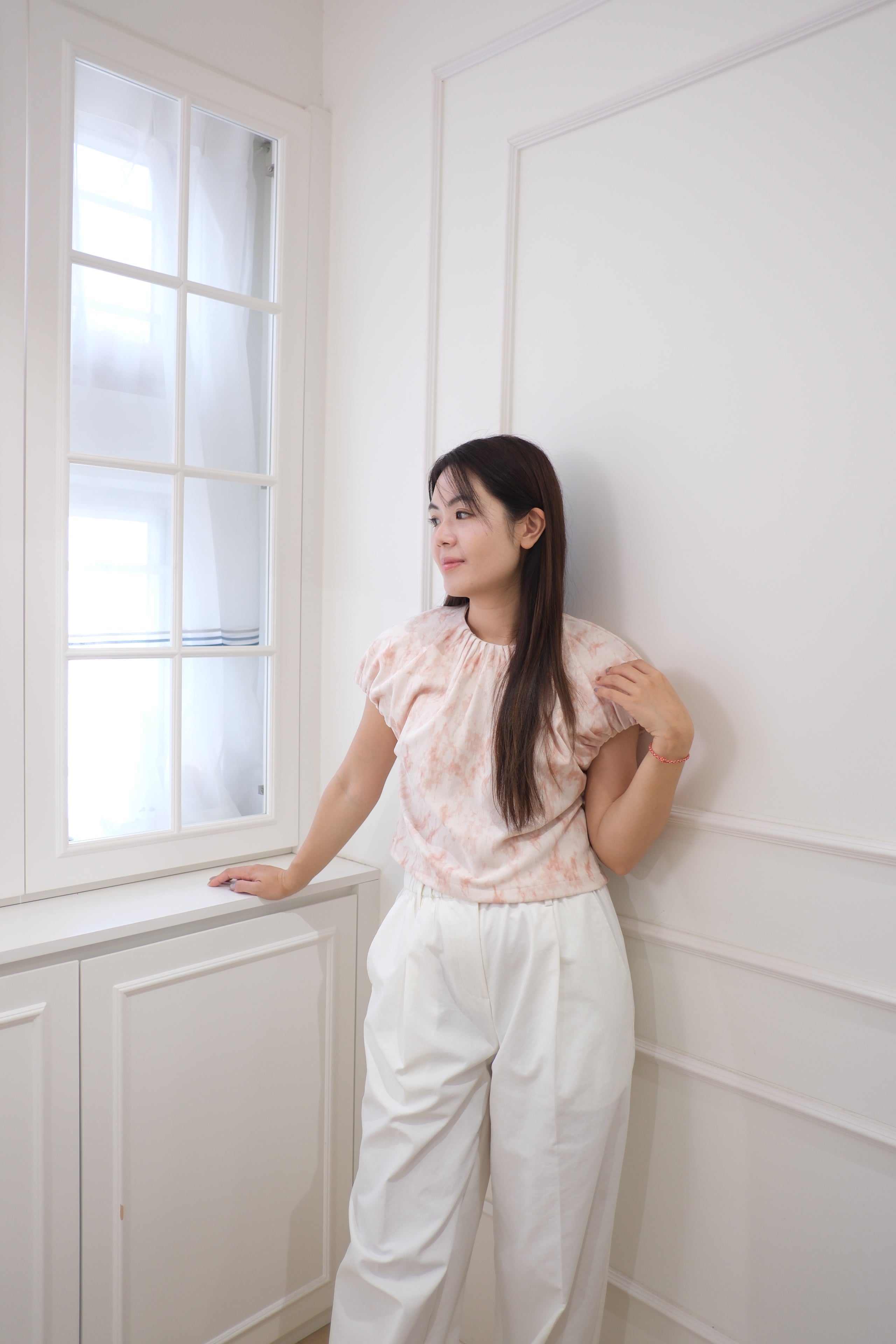 【LE ZANS BRAND COLLECTION】Cloud White High-Waist Wide Leg Pants [PT0085]