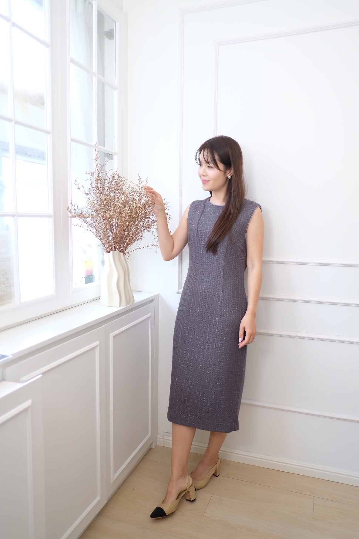 【LE ZANS BRAND COLLECTION】Sleek Silhouette Sleeveless Dress [OPS0178]
