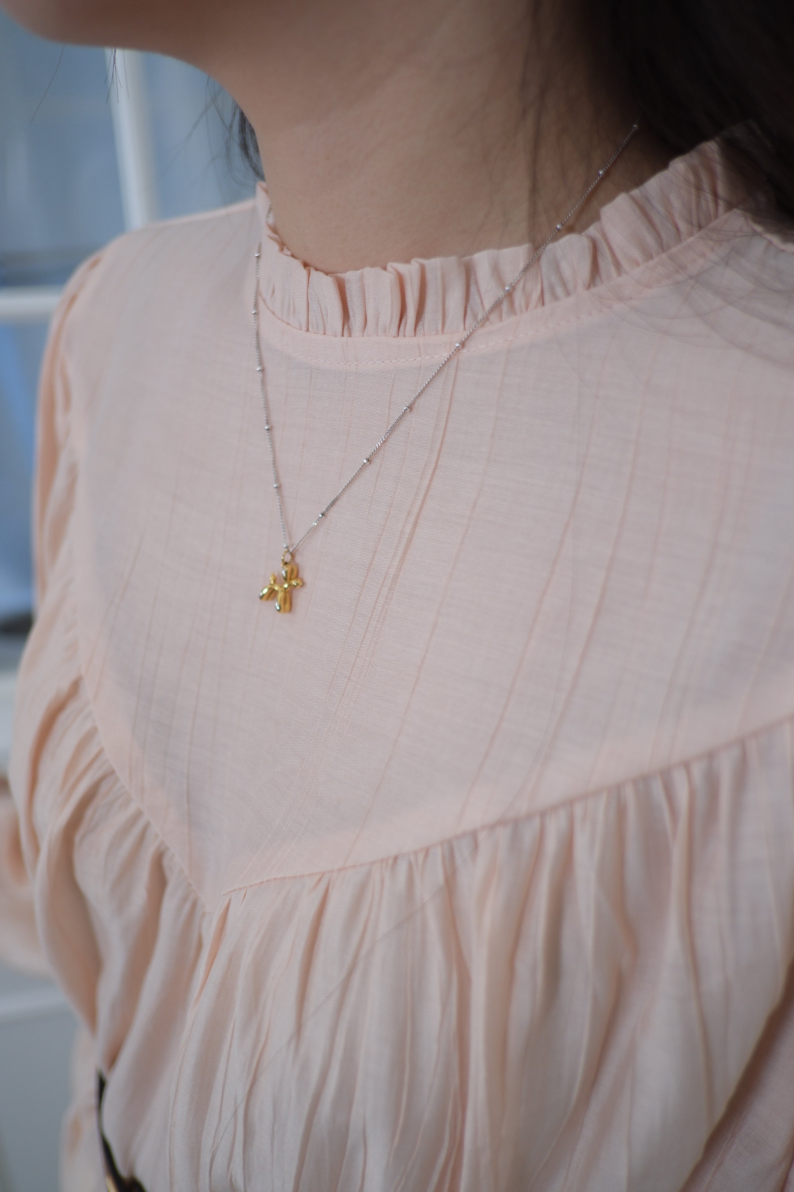 Ruffle Lace Insert Sheer Long Sleeve Top [T0262]