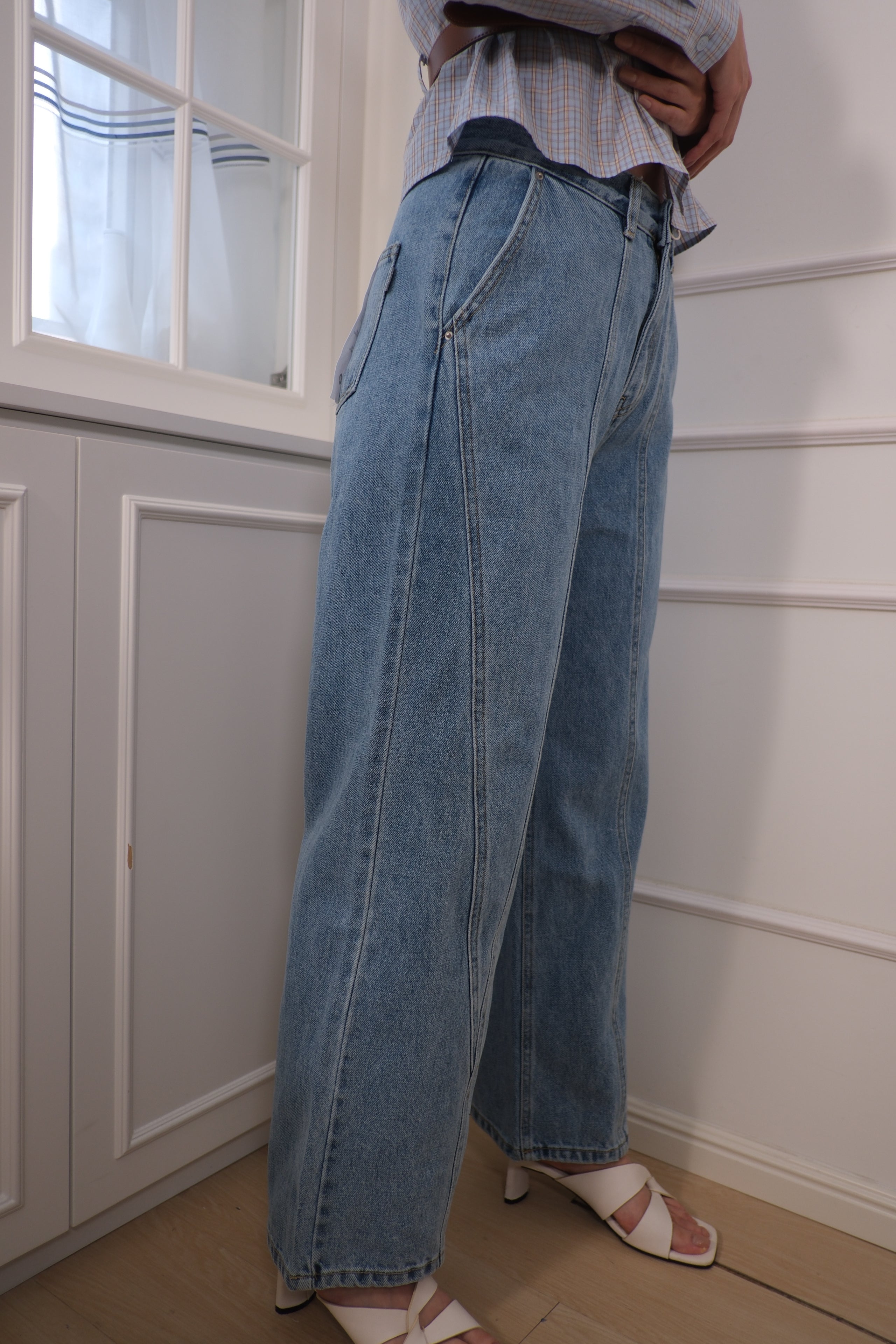 3D contoured straight-leg jeans [PT0087]