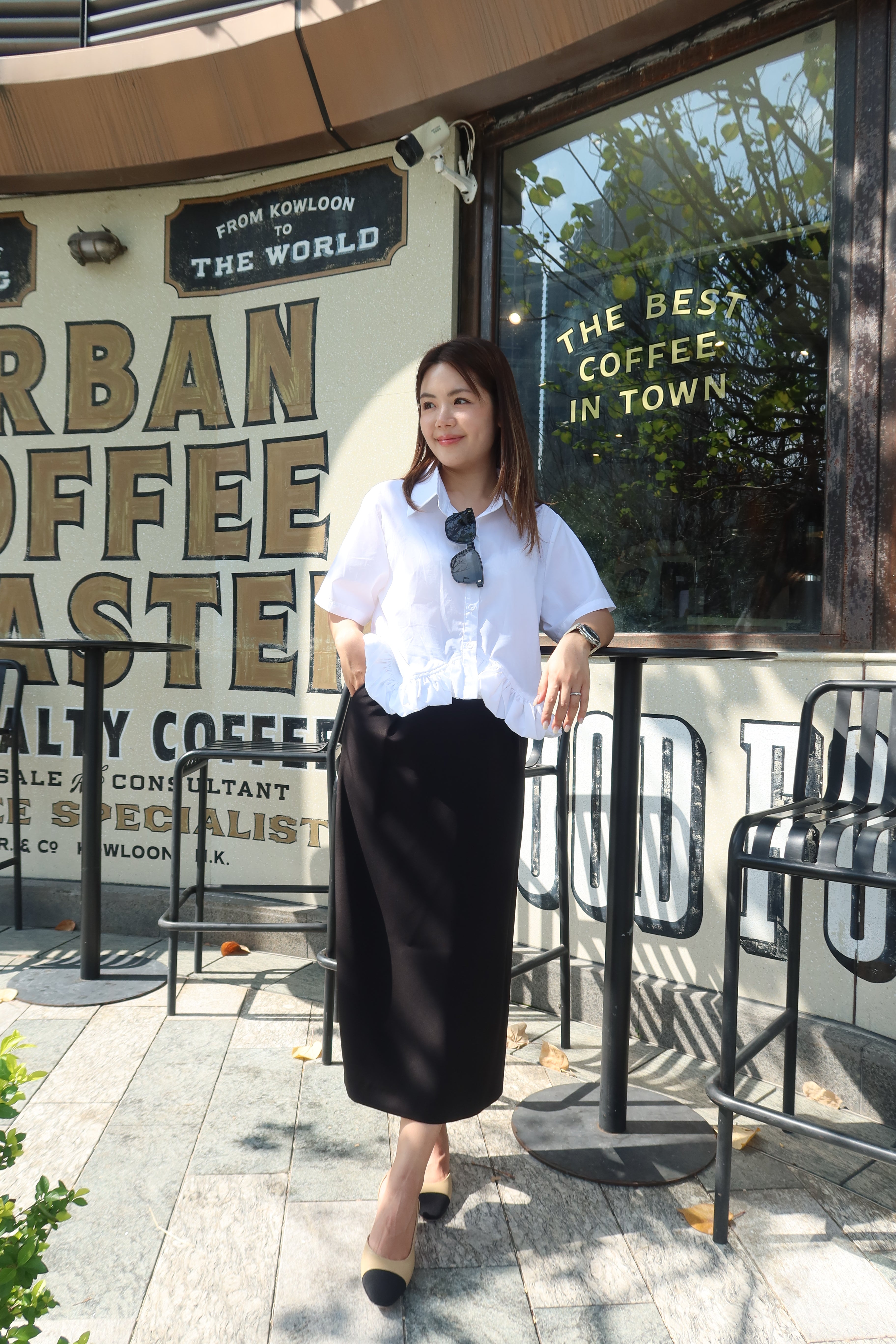 White Ruffle Trim Blouse [T0202]