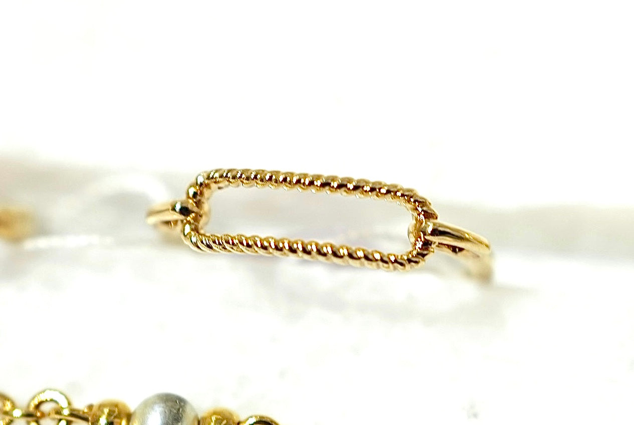 French Twist Rope Rectangle Openwork Ring [A0008]