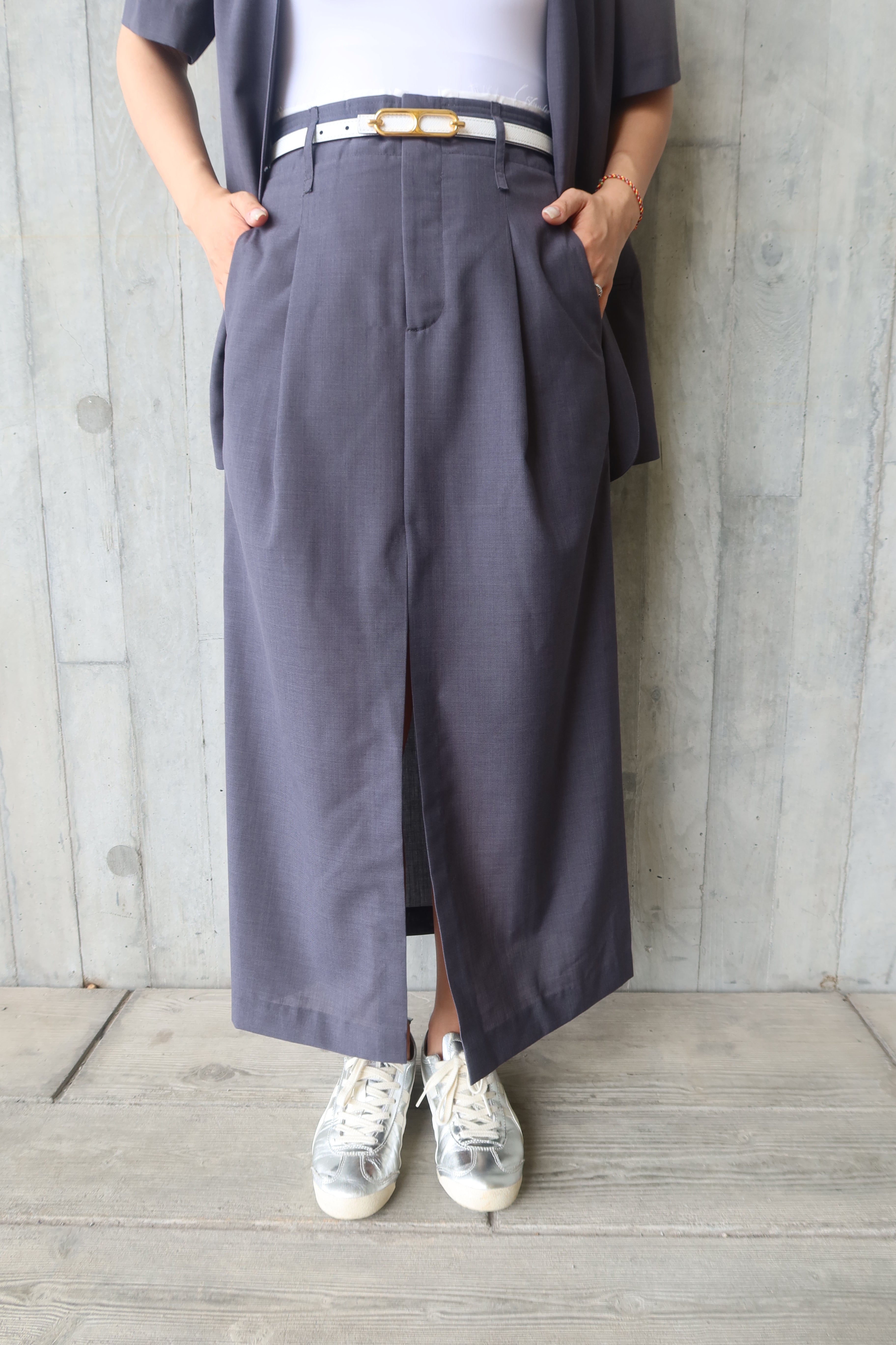【LE ZANS BRAND COLLECTION】SilkenEase Premium Gray Skirt (意大利布料，真絲+羊毛料) [SK0063]