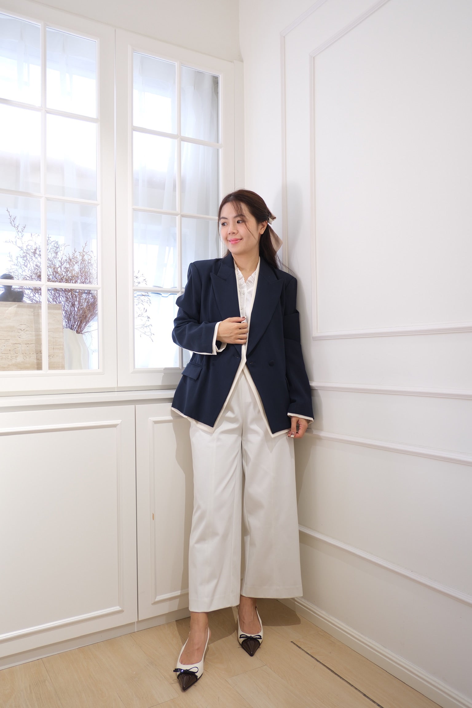 【LE ZANS BRAND COLLECTION】Pure White Casual Tapered Trousers [PT0081]