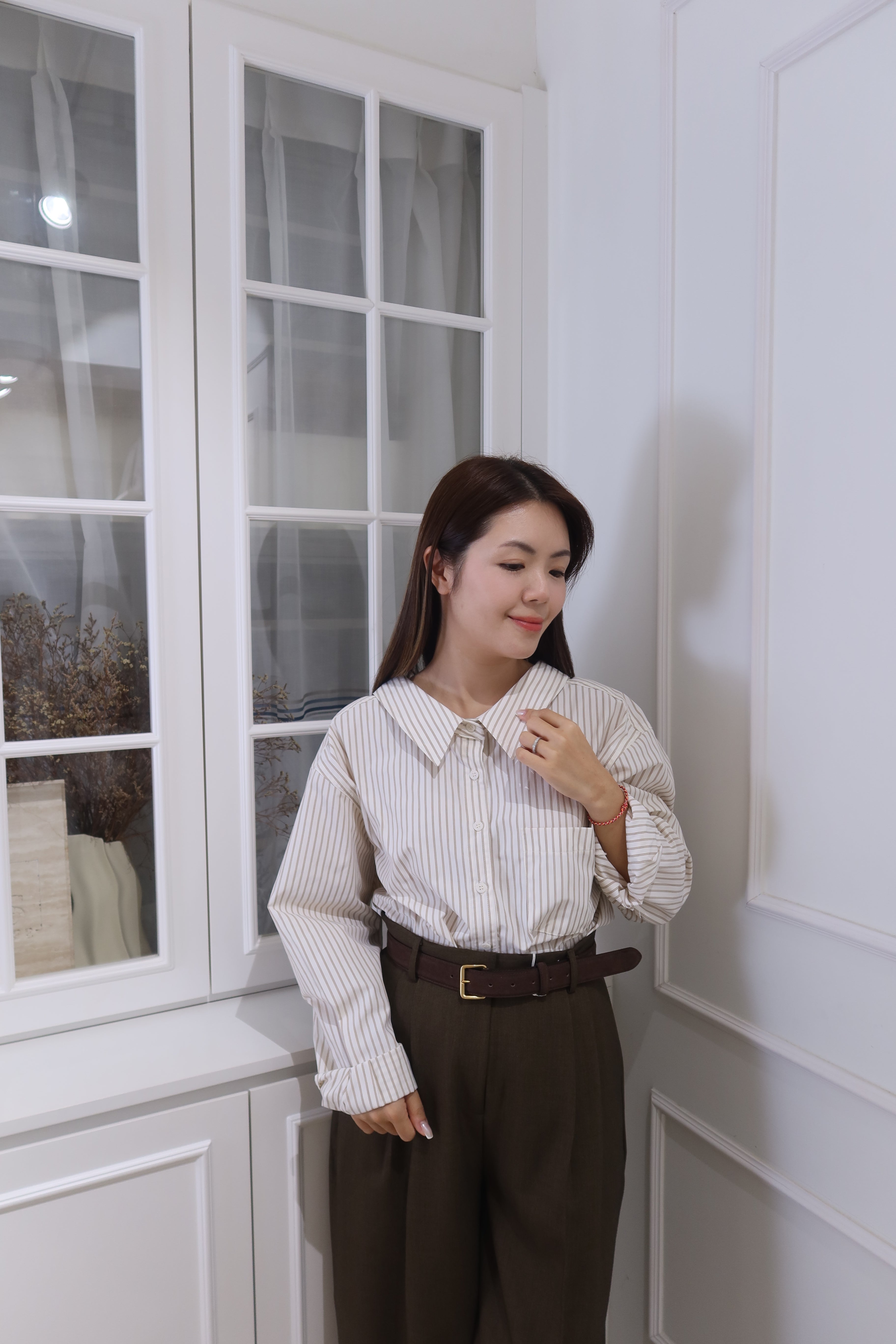 Striped Contrast Knit Pullover [T0225]