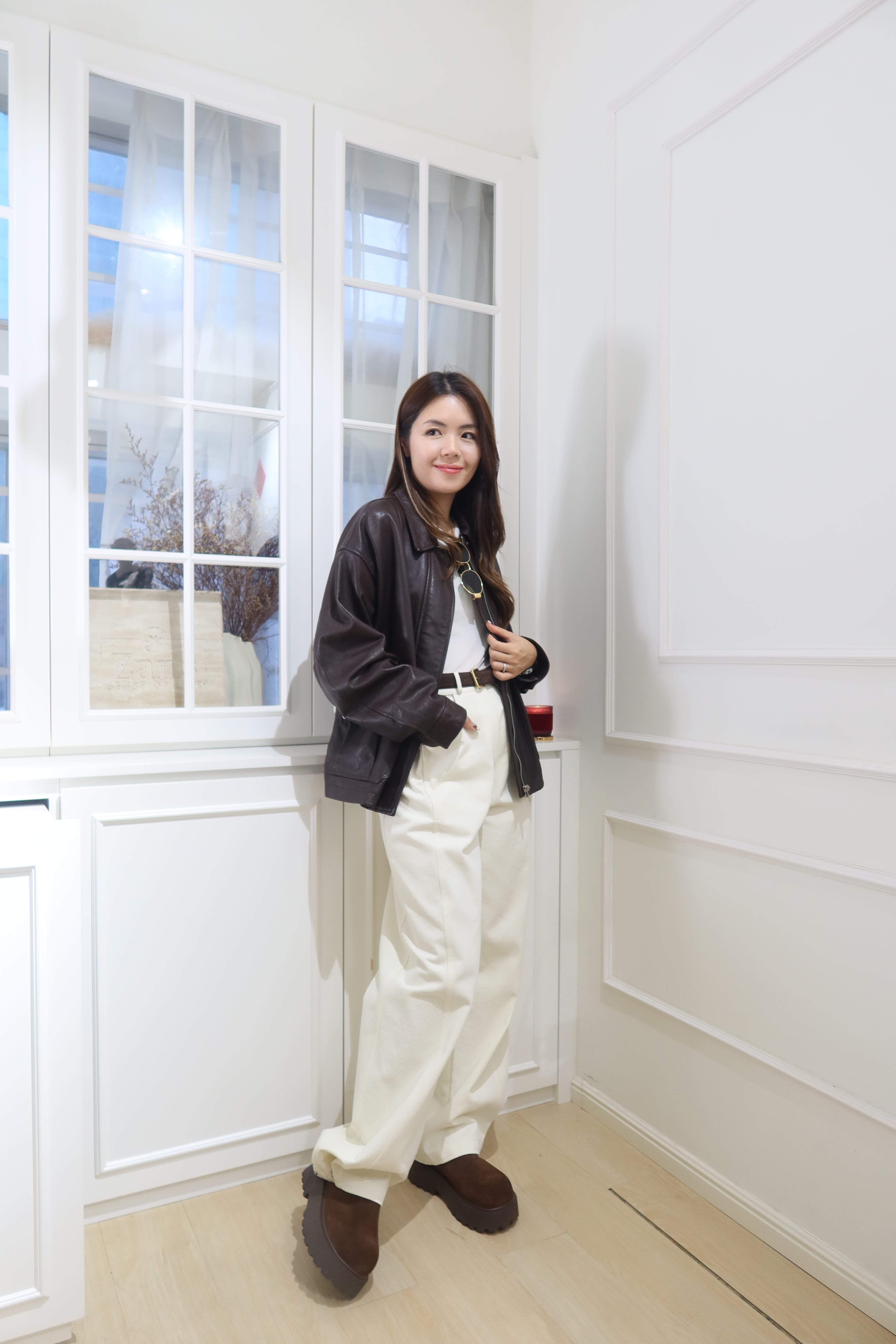 【LE ZANS BRAND COLLECTION】Timeless Distressed Leather Coat (100% lambskin) [J0116]