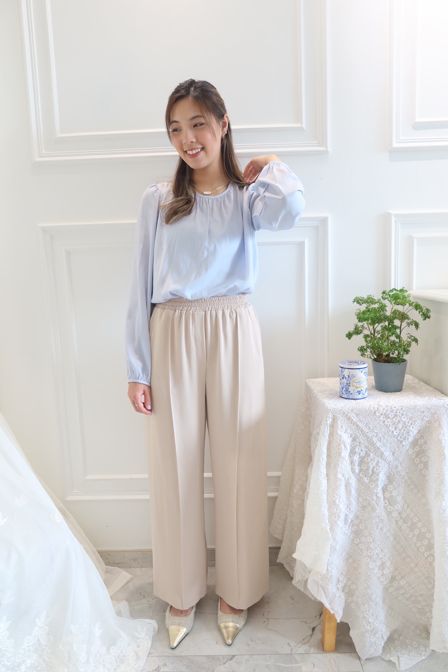 Sheer Long Sleeve Blouse [T0150]