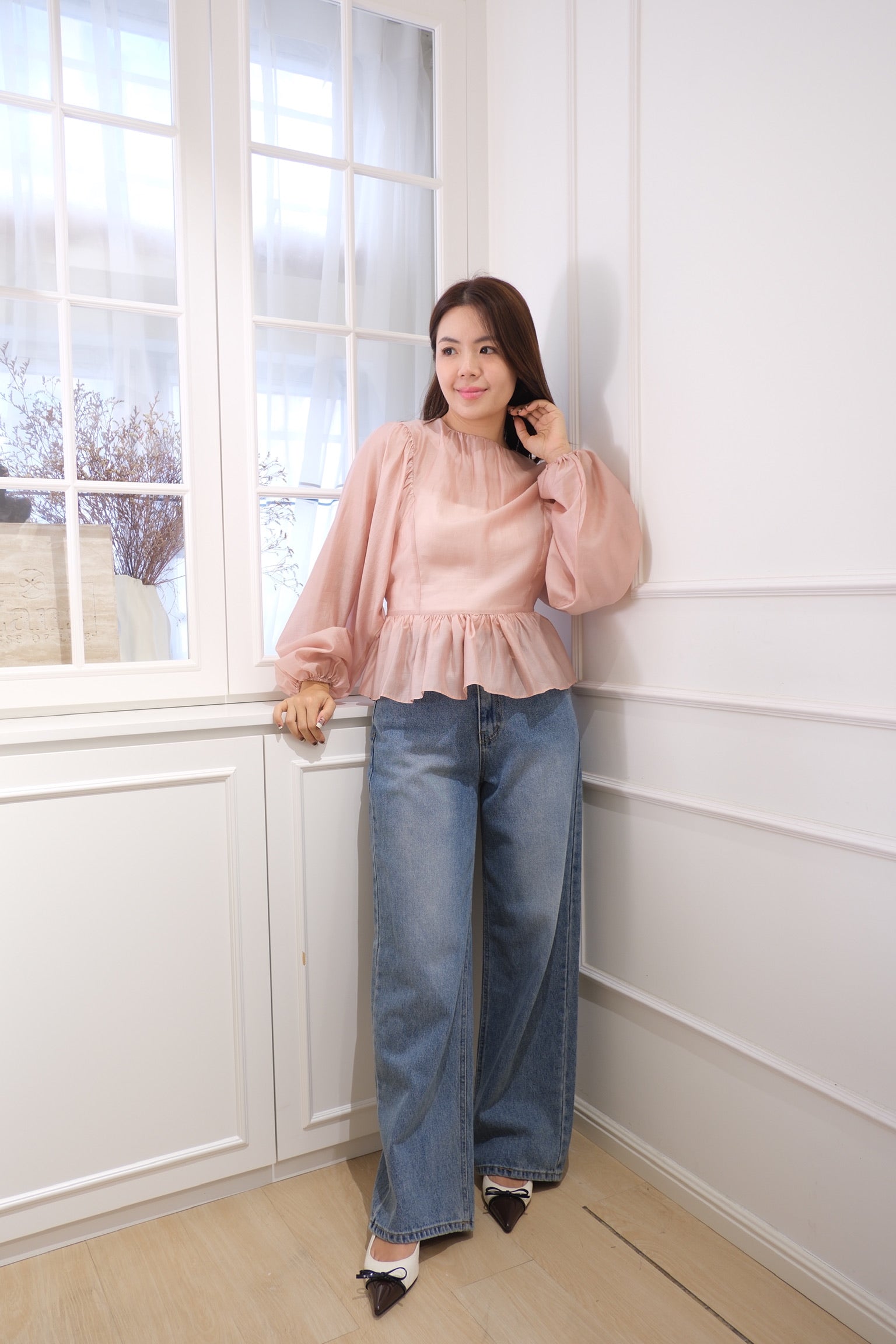 Flowing Stripes Long Sleeve Blouse [T0245]