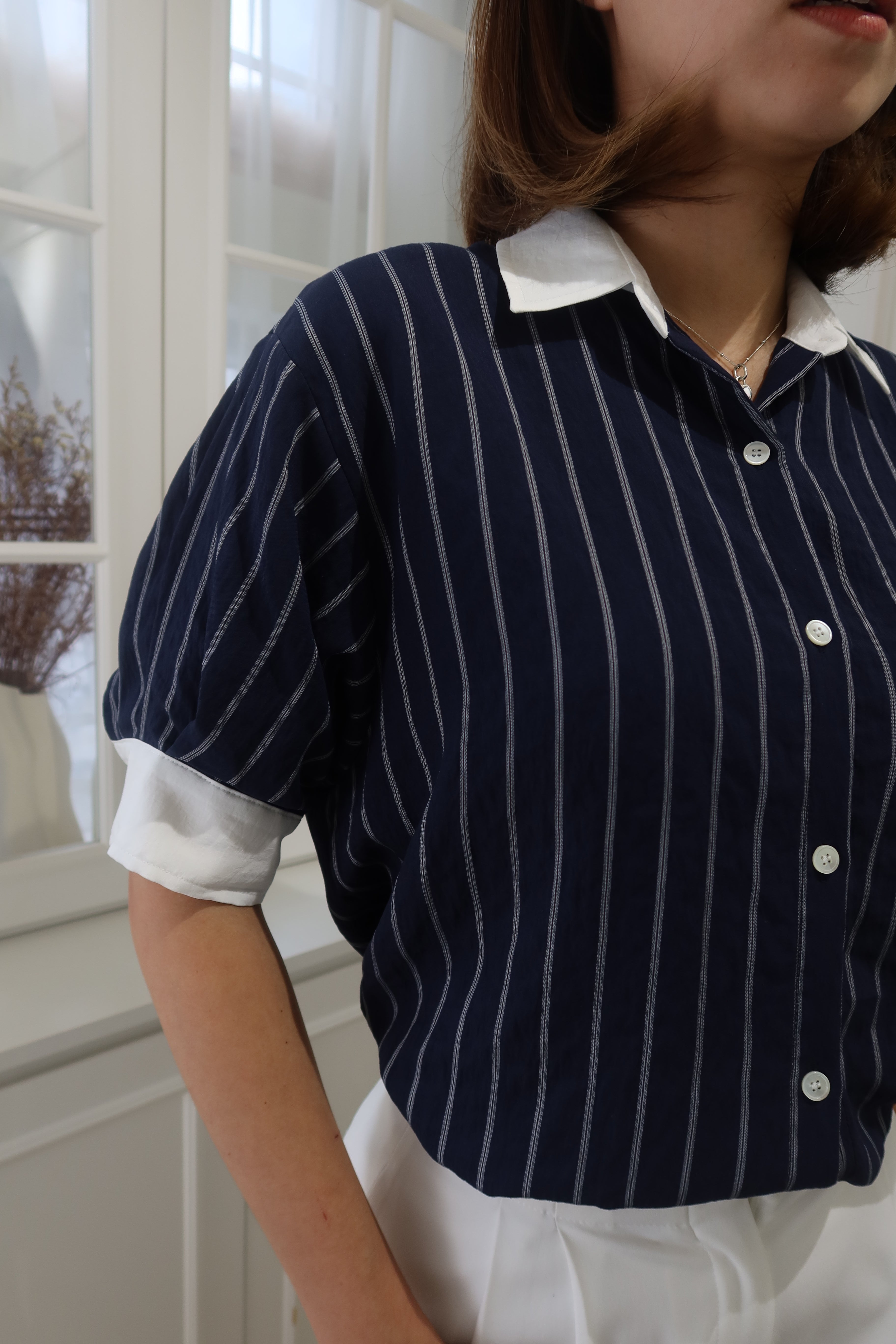 Riviera Blue & White Striped Shirt [T0204]