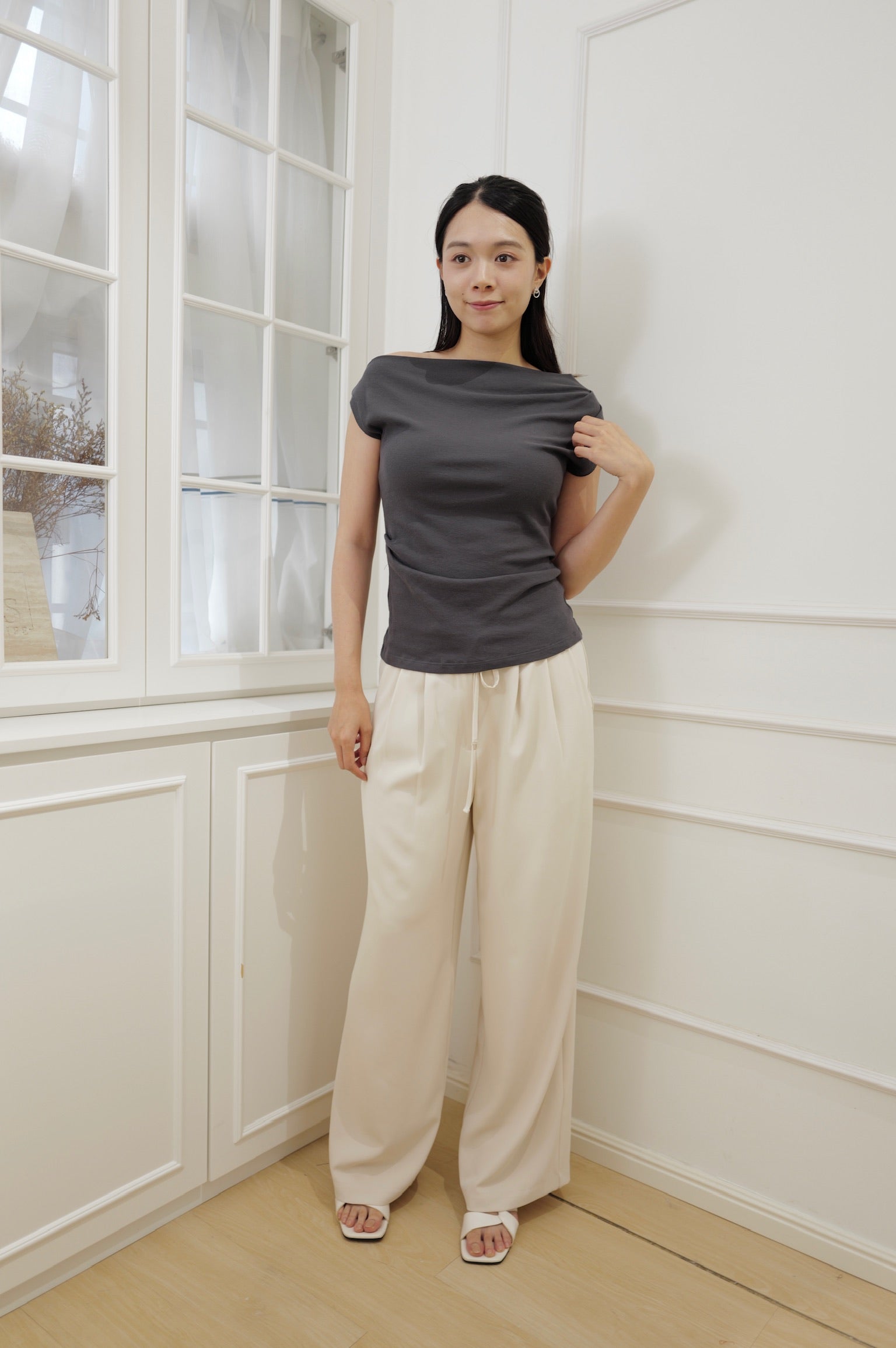 Relaxed Drawstring Draped Pants [PT0090]