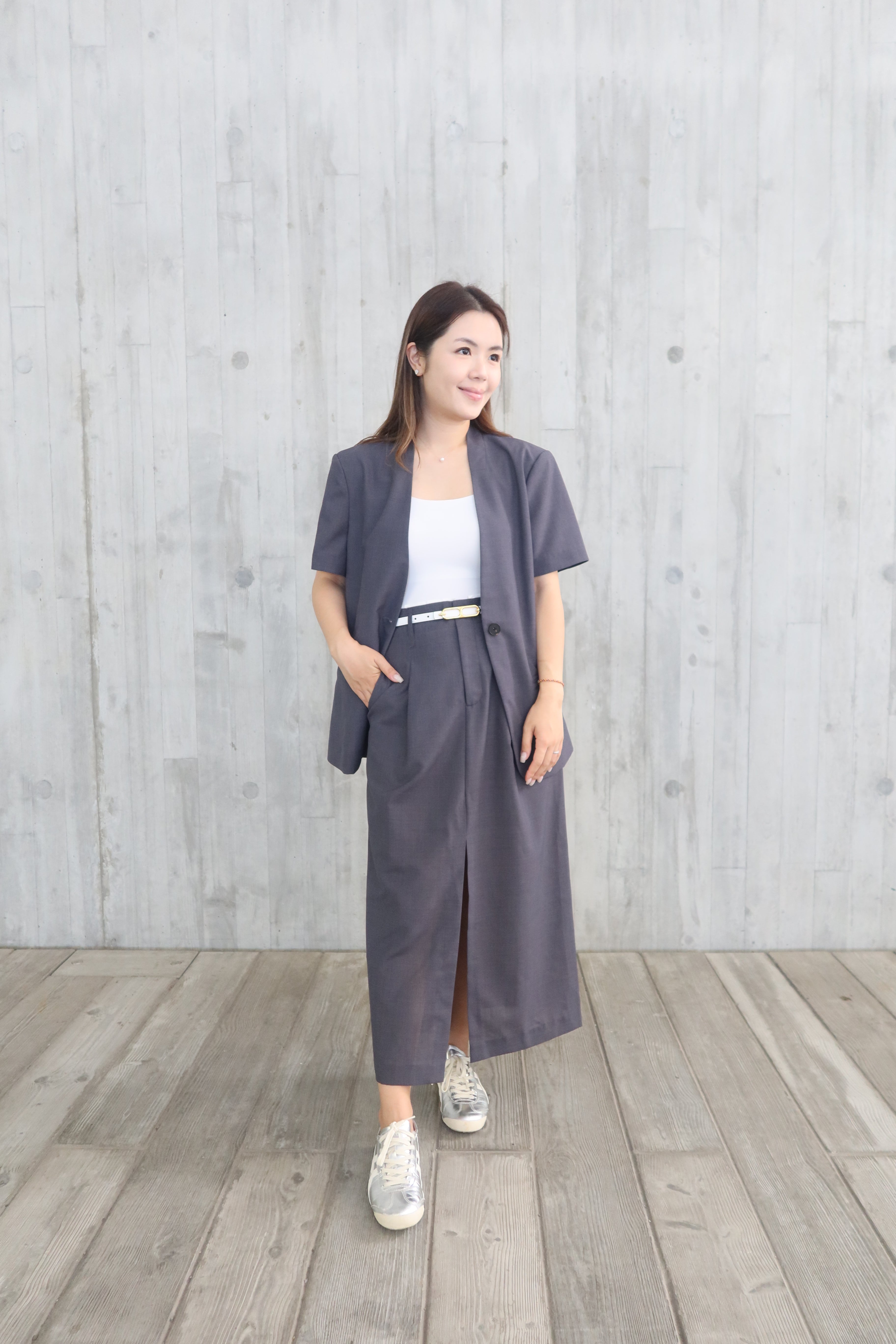 【LE ZANS BRAND COLLECTION】SilkenEase Premium Gray Skirt (意大利布料，真絲+羊毛料) [SK0063]
