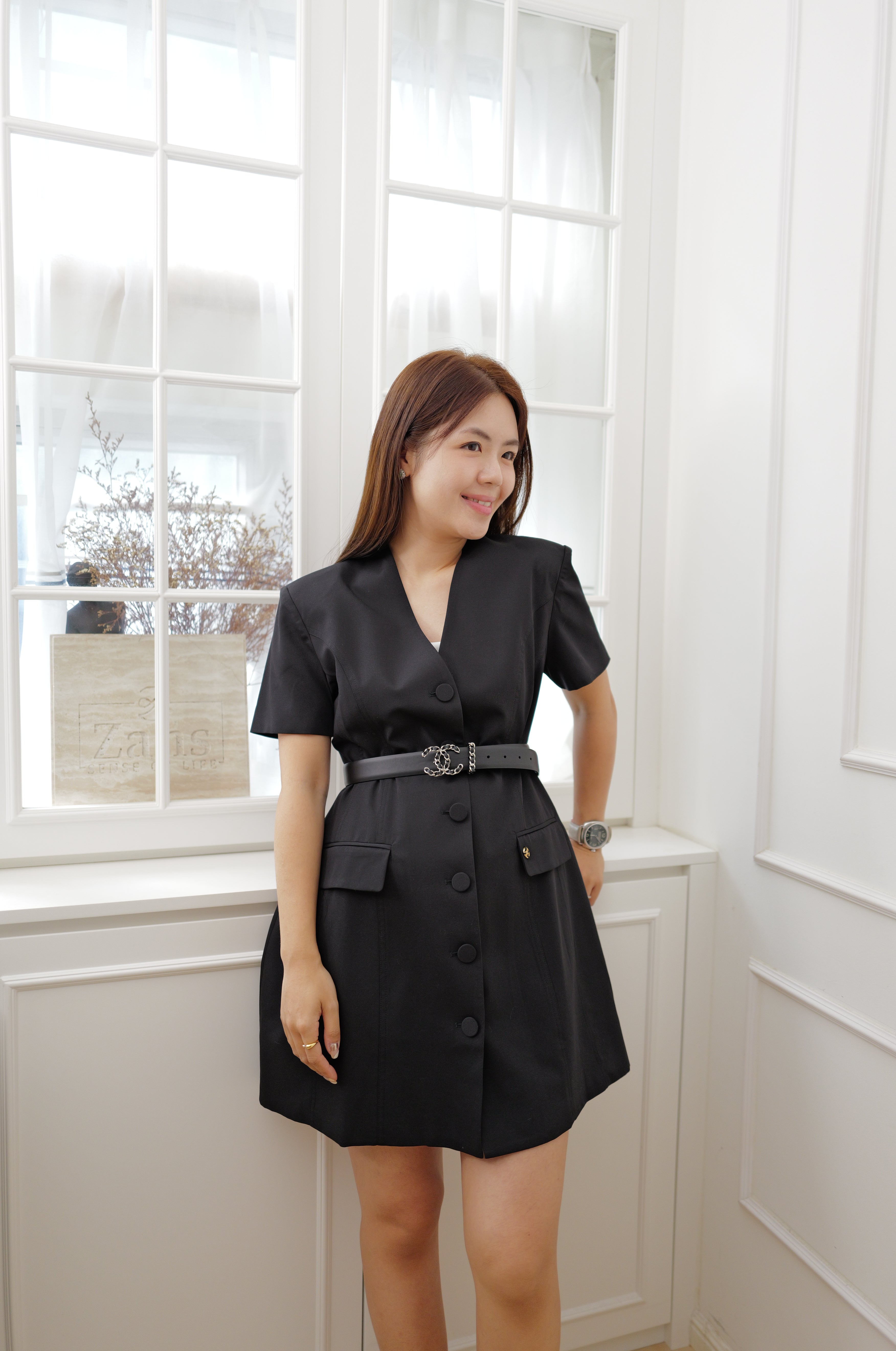 【LE ZANS BRAND COLLECTION】Tailored V-Neck Vest Dress [OPS0181]
