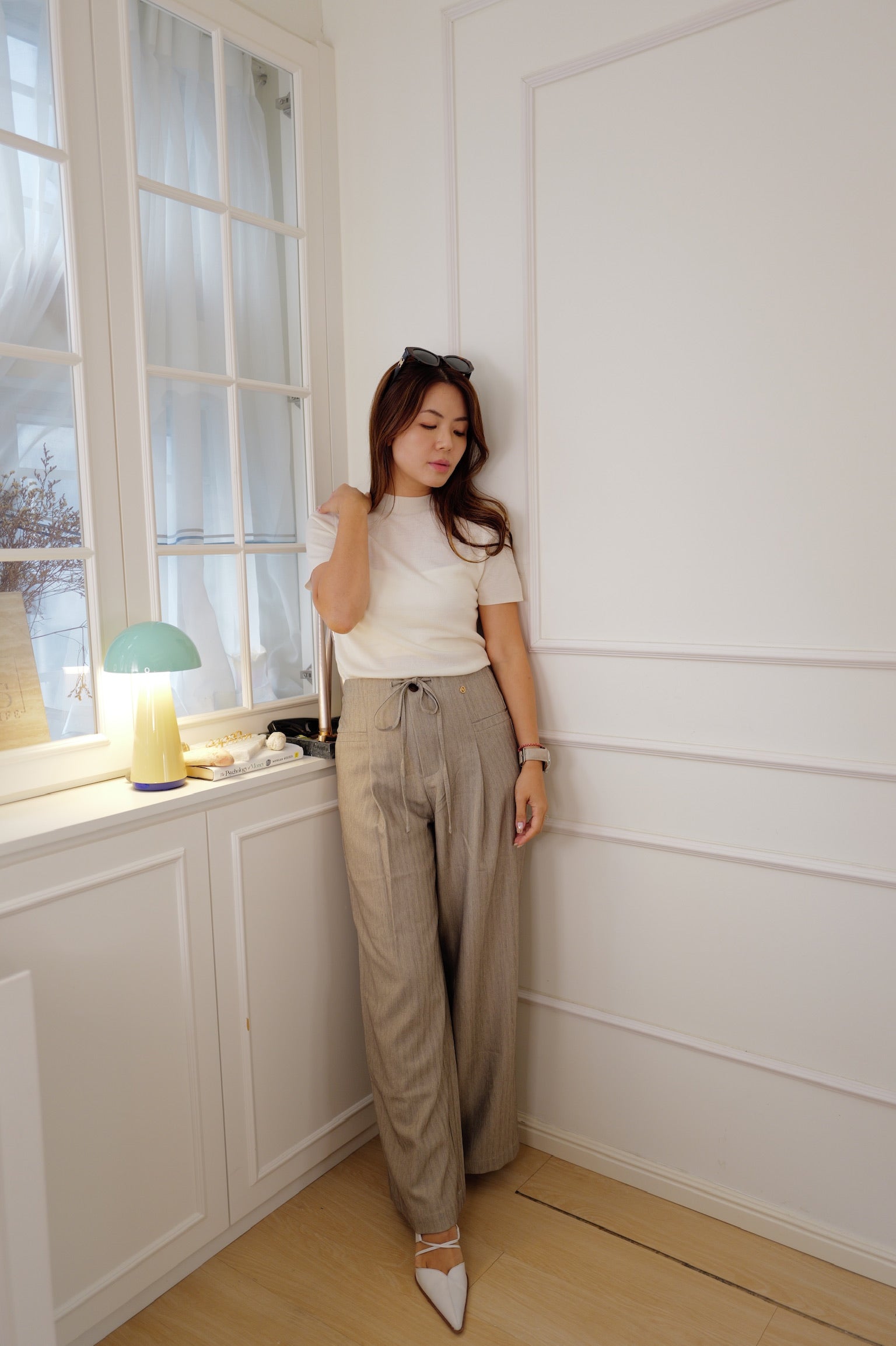 【LE ZANS PRIVÉ】Minimalist Mock-Neck Fine Knit Short-Sleeve Top (100%頂級德國揚子紗) [T0309]