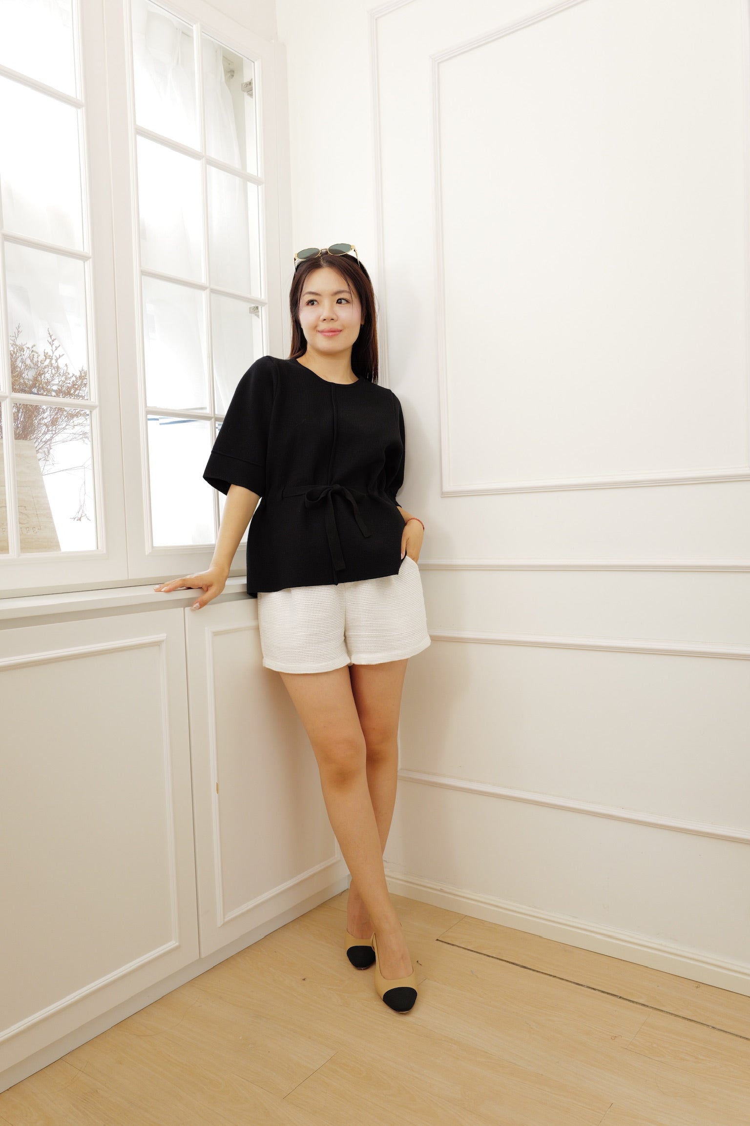 Elegant Cinched-Waist Peplum Top [T0268]