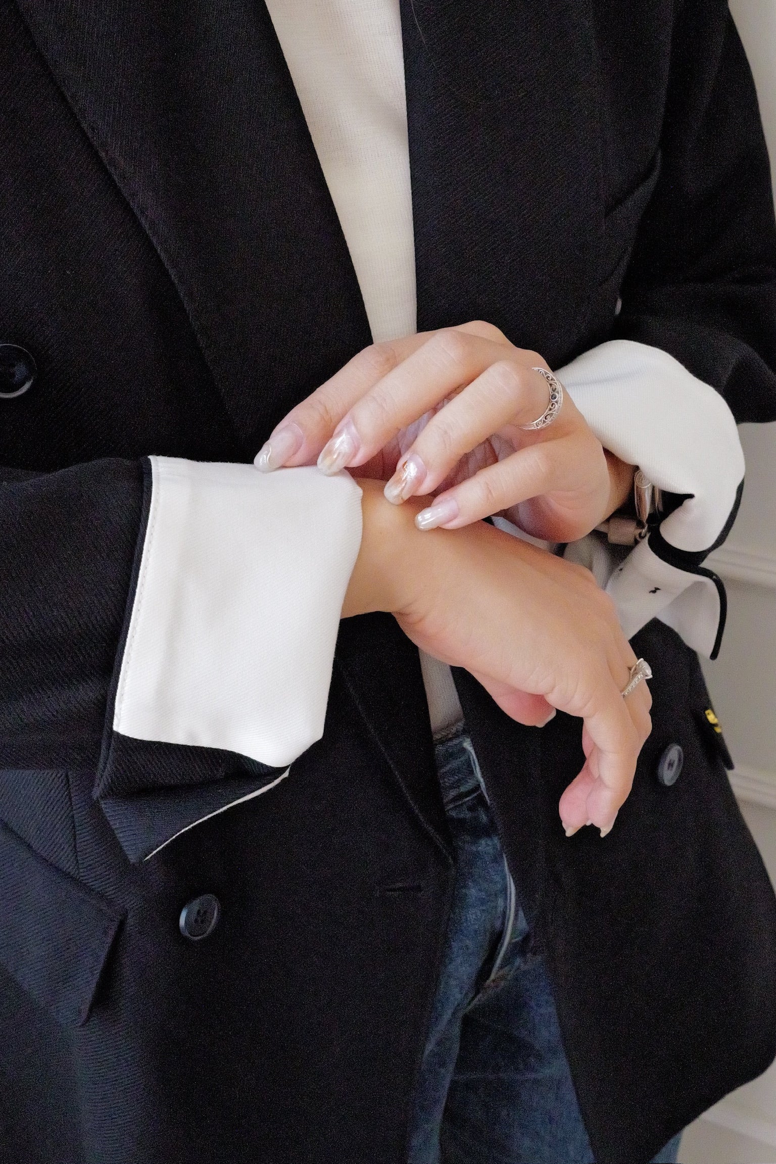 【LE ZANS PRIVÉ】Oversized Double-Breasted Blazer (59%wool,12%Silk) [J0147]