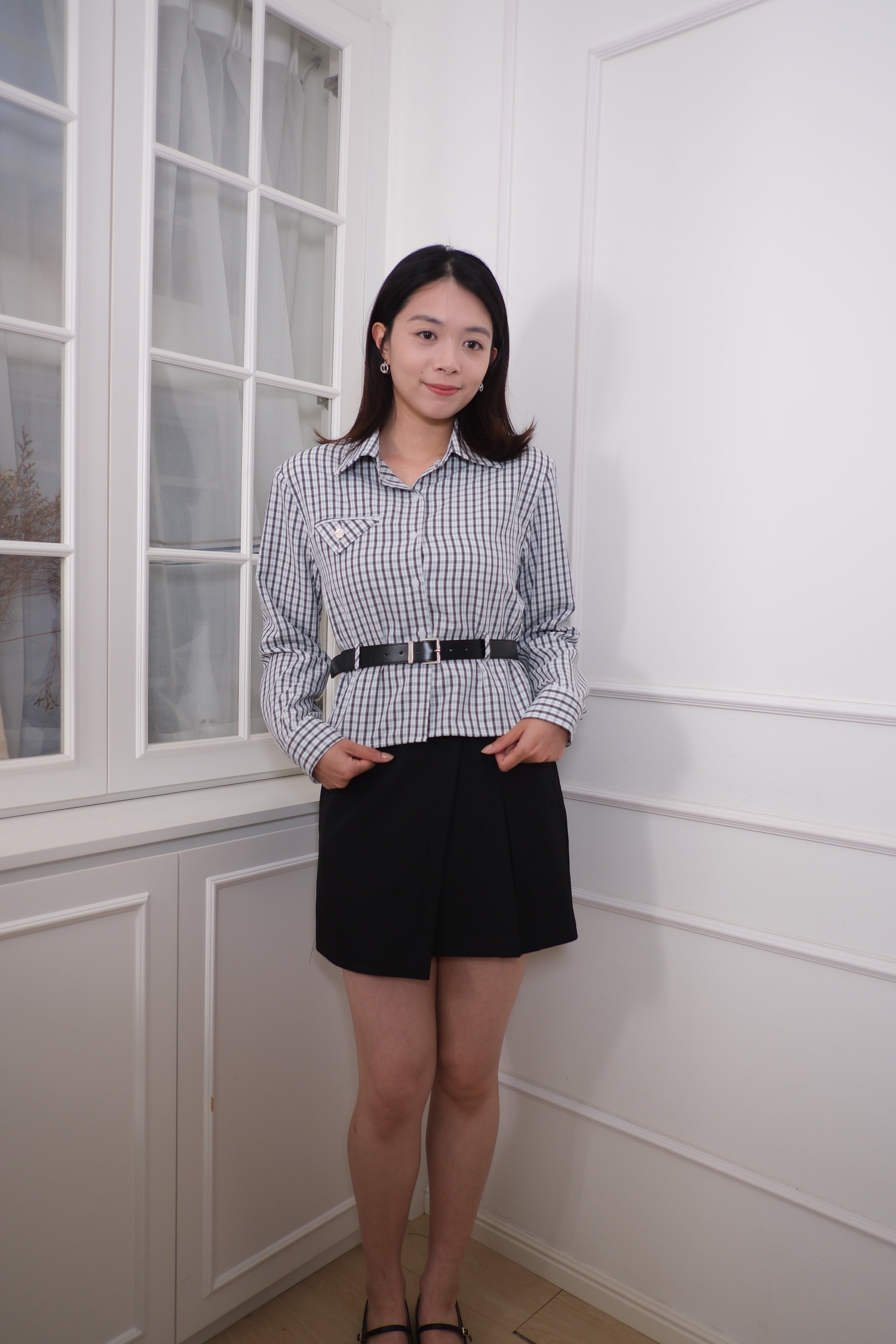 High-Waist Tailored Mini Skirt [SK0075]