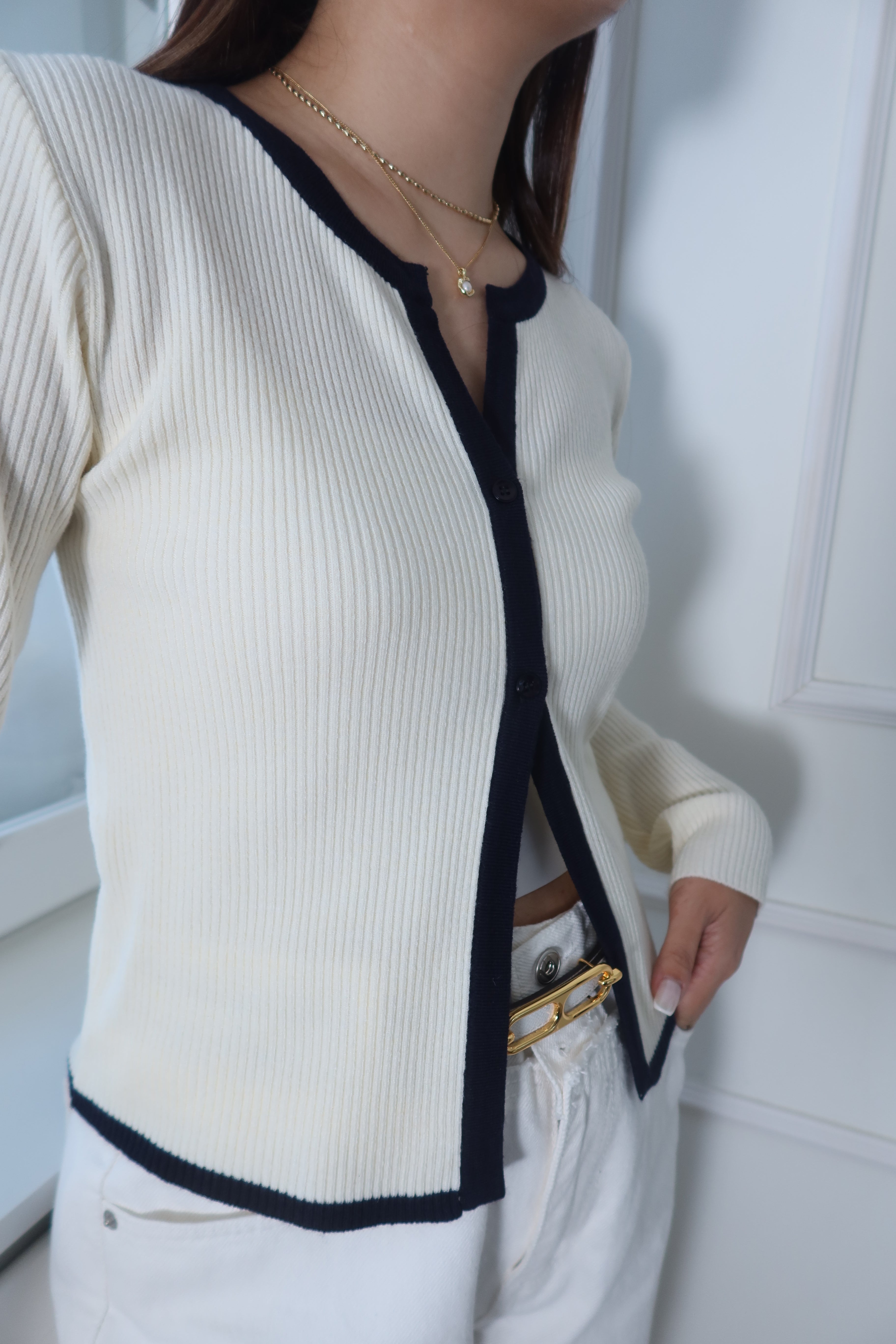 Monochrome Textured Knit Sweater [T0223]