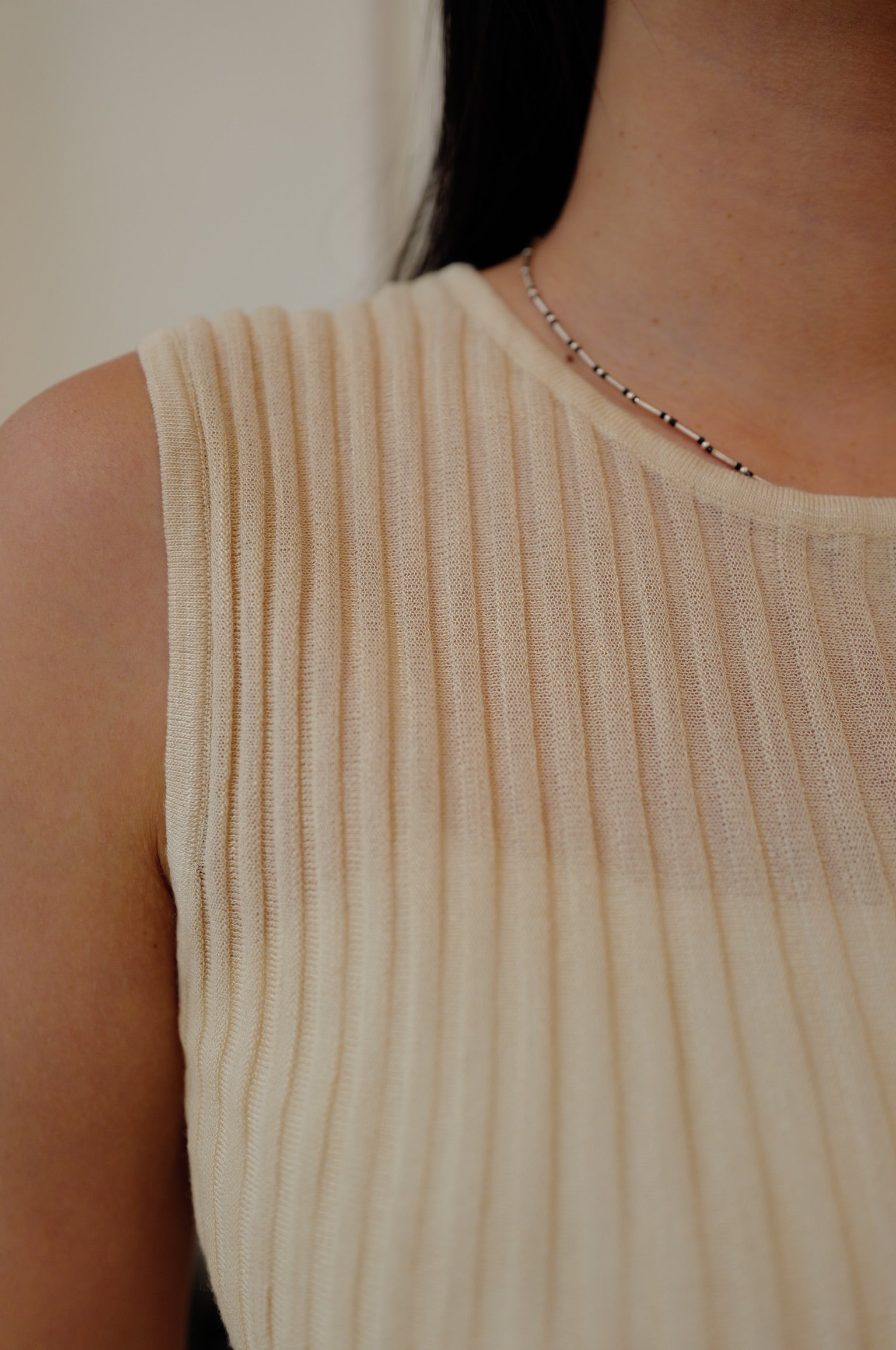 【LE ZANS BRAND COLLECTION】Sculptural Flare Rib-Knit Tank [T0288]