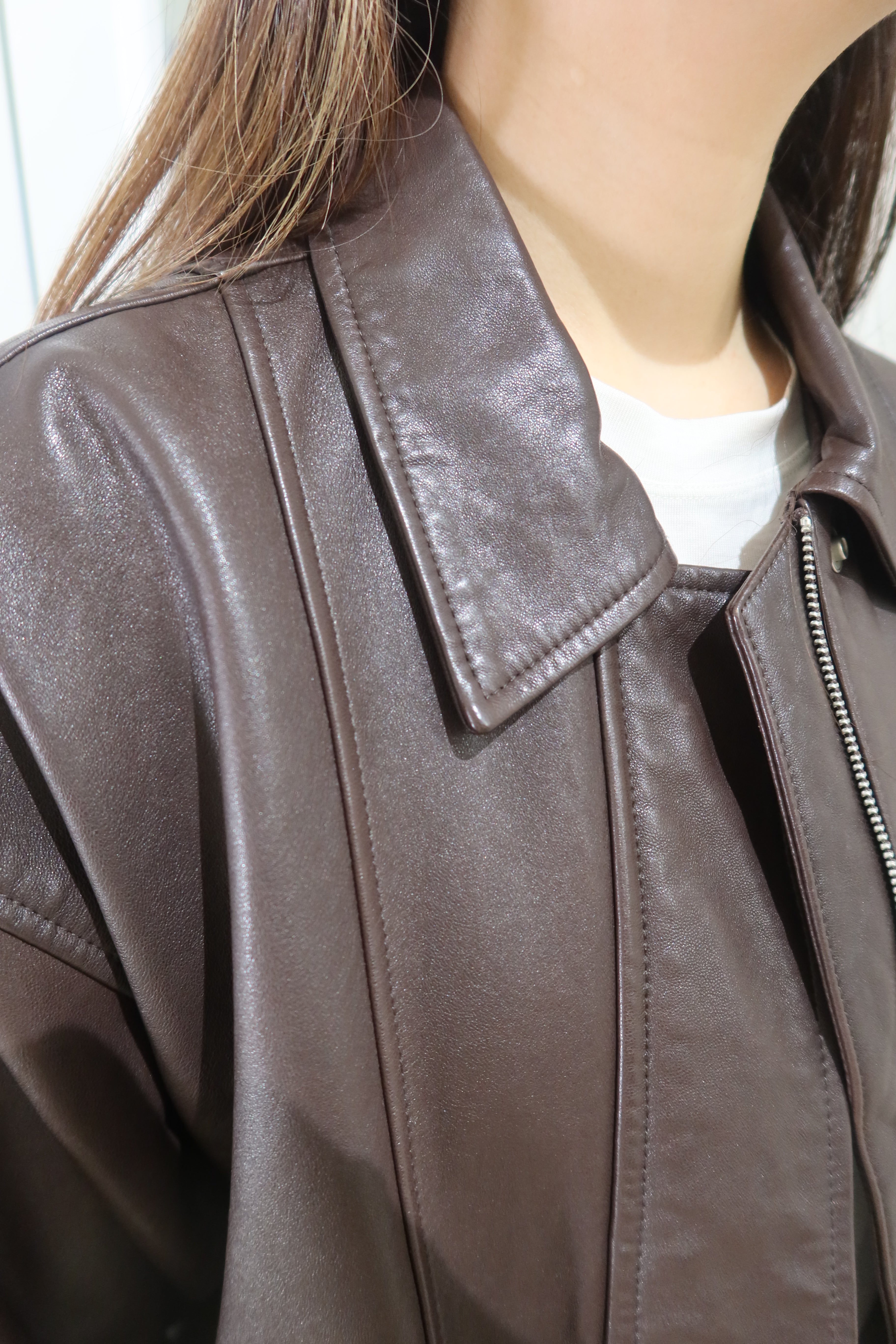 【LE ZANS BRAND COLLECTION】Timeless Distressed Leather Coat (100% lambskin) [J0116]