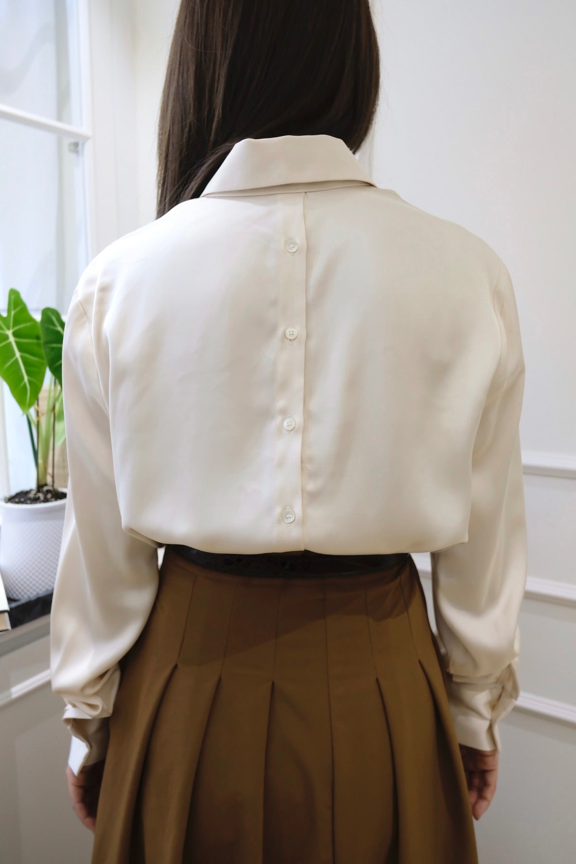 Parisian Cream Crop Blouse [T0124]