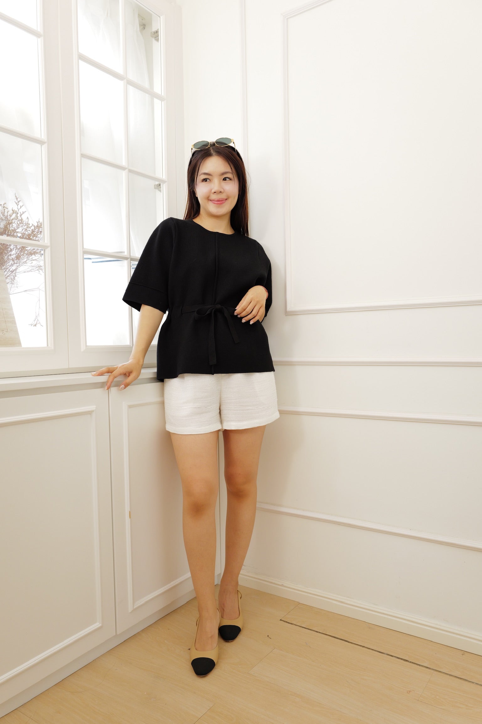 Elegant Cinched-Waist Peplum Top [T0268]