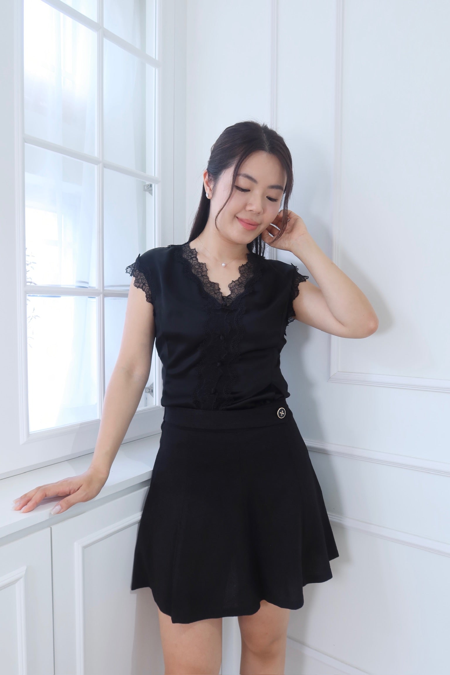 【LE ZANS BRAND COLLECTION】 Lace Trim Top [T0186]