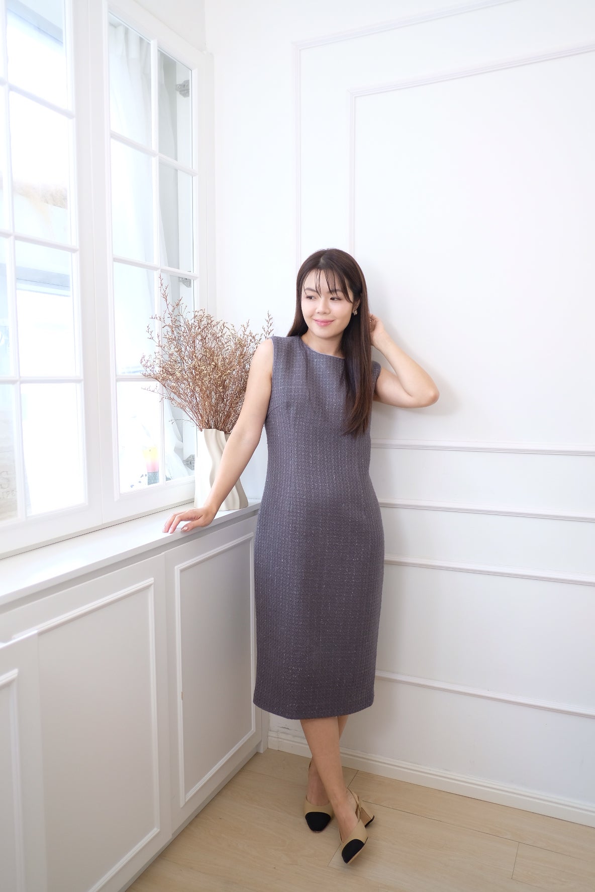 【LE ZANS BRAND COLLECTION】Sleek Silhouette Sleeveless Dress [OPS0178]
