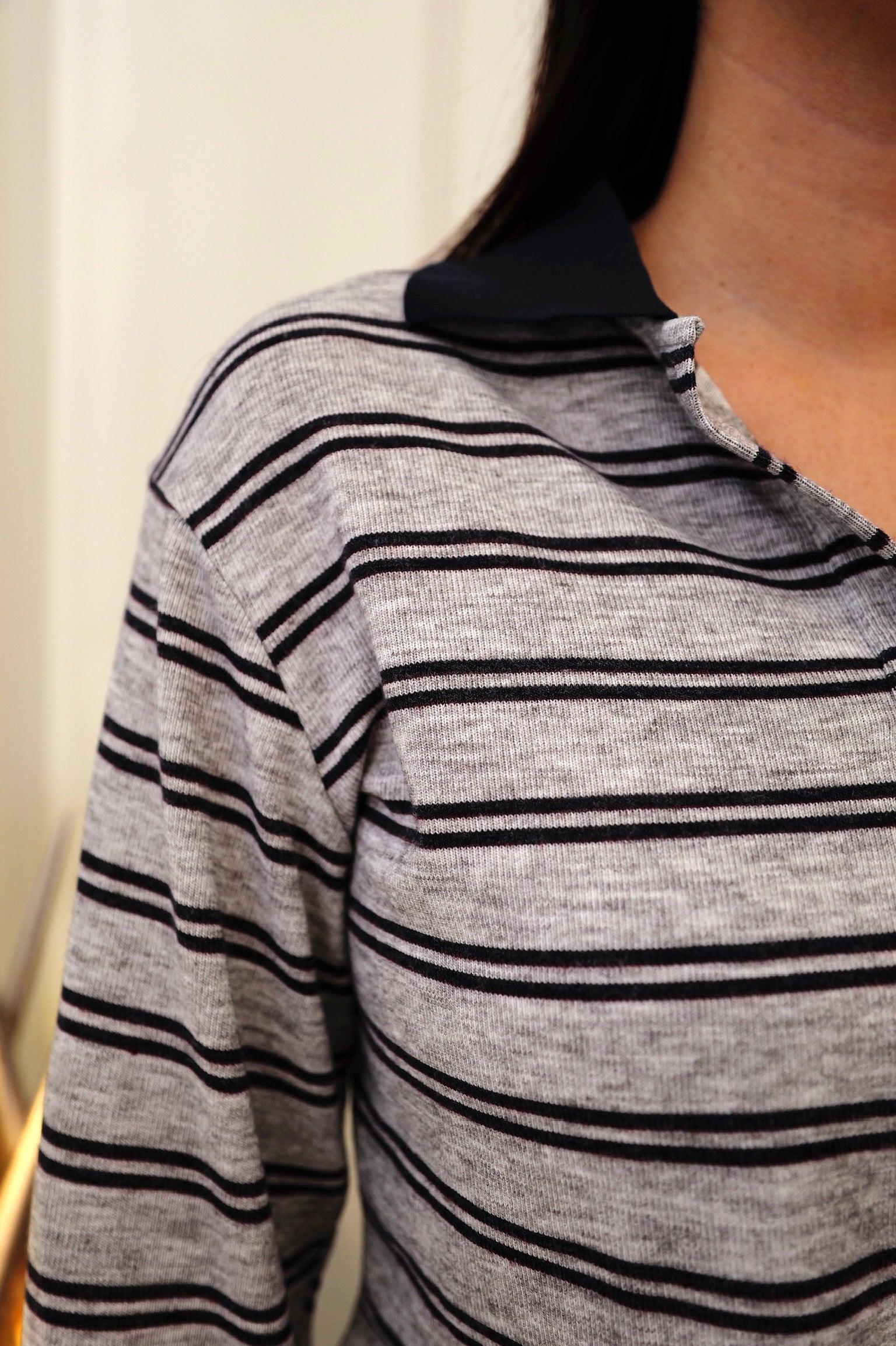 【LE ZANS BRAND COLLECTION】Vintage Ivy Contrast Collar Striped Polo Shirt [T0302]