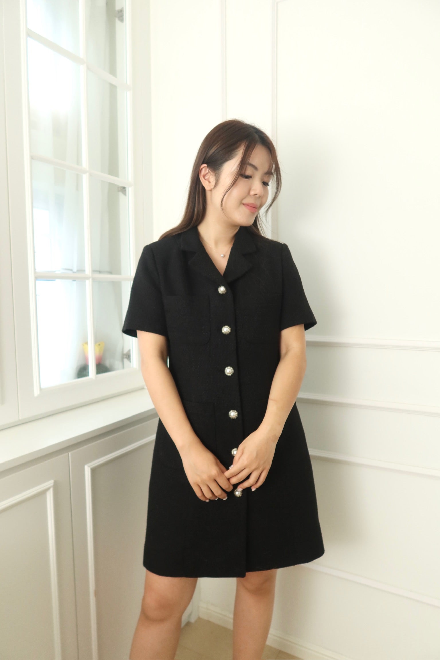 Luxe Pearl Button Dress [OPS0145]