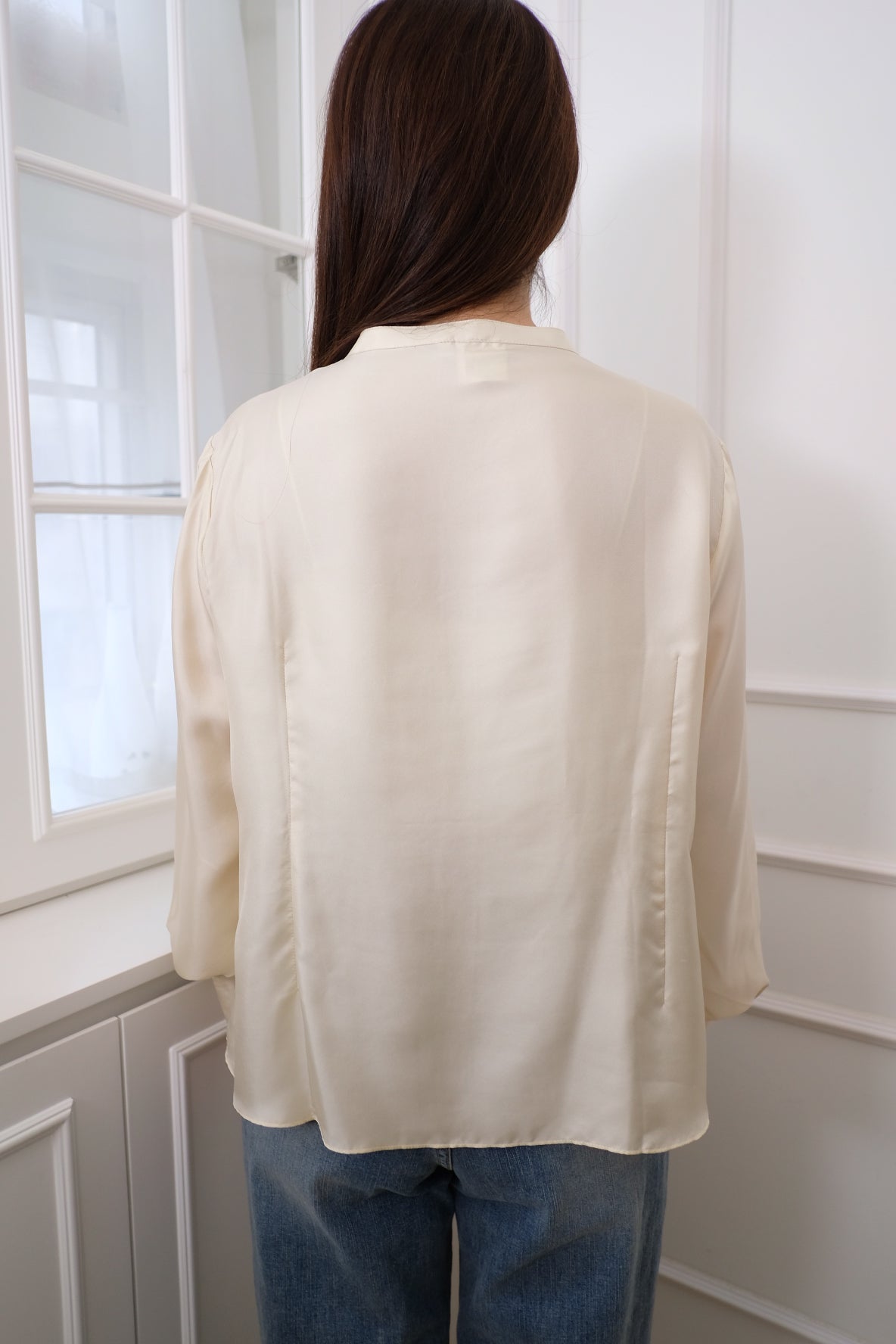 【LE ZANS BRAND COLLECTION】French Cream Bubble Blouse (100%SILK)[T0257]
