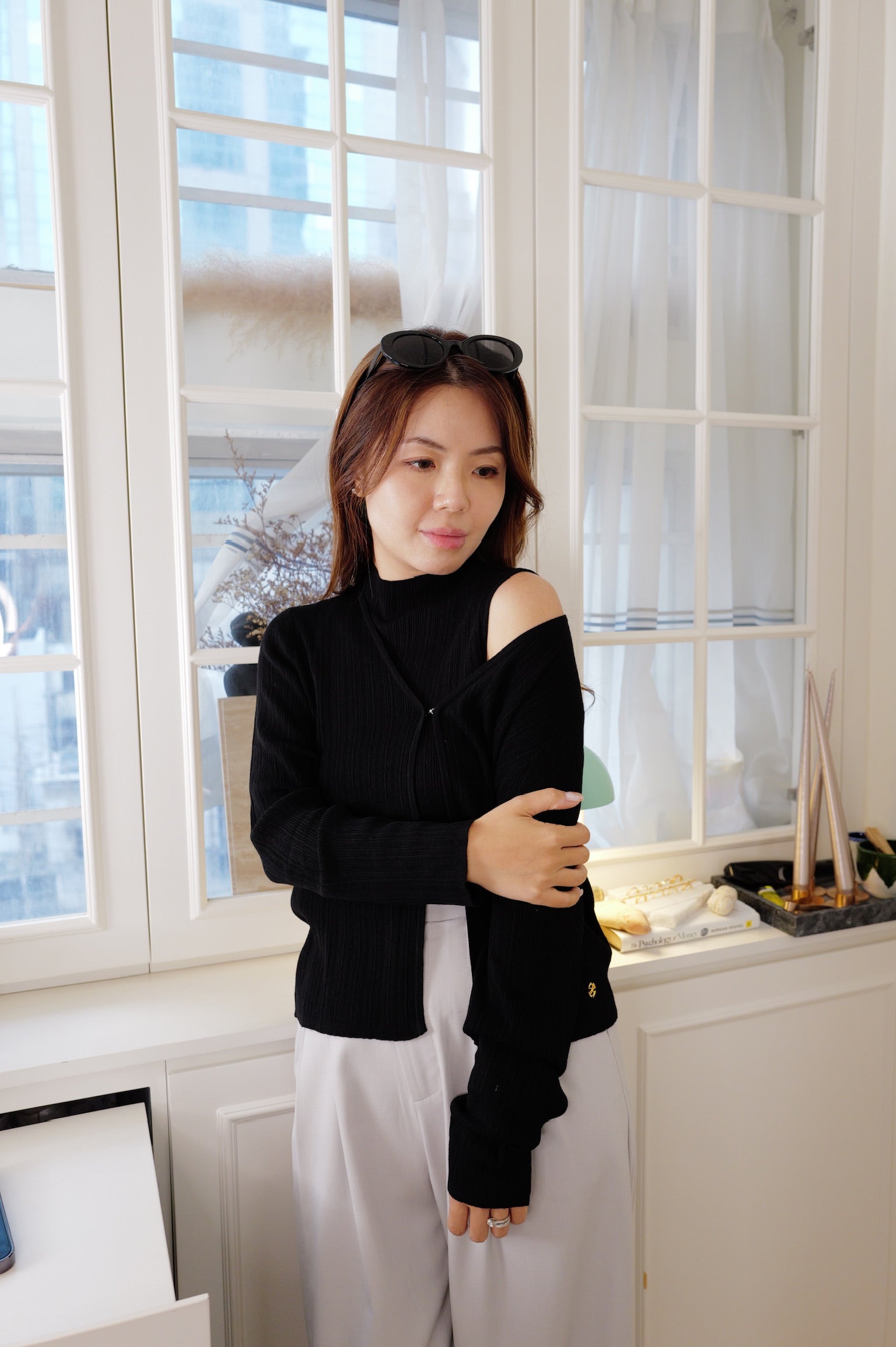 【LE ZANS PRIVÉ】Minimalist Two-Piece Ribbed Knit Cardigan Set (33% wool) [T0310]