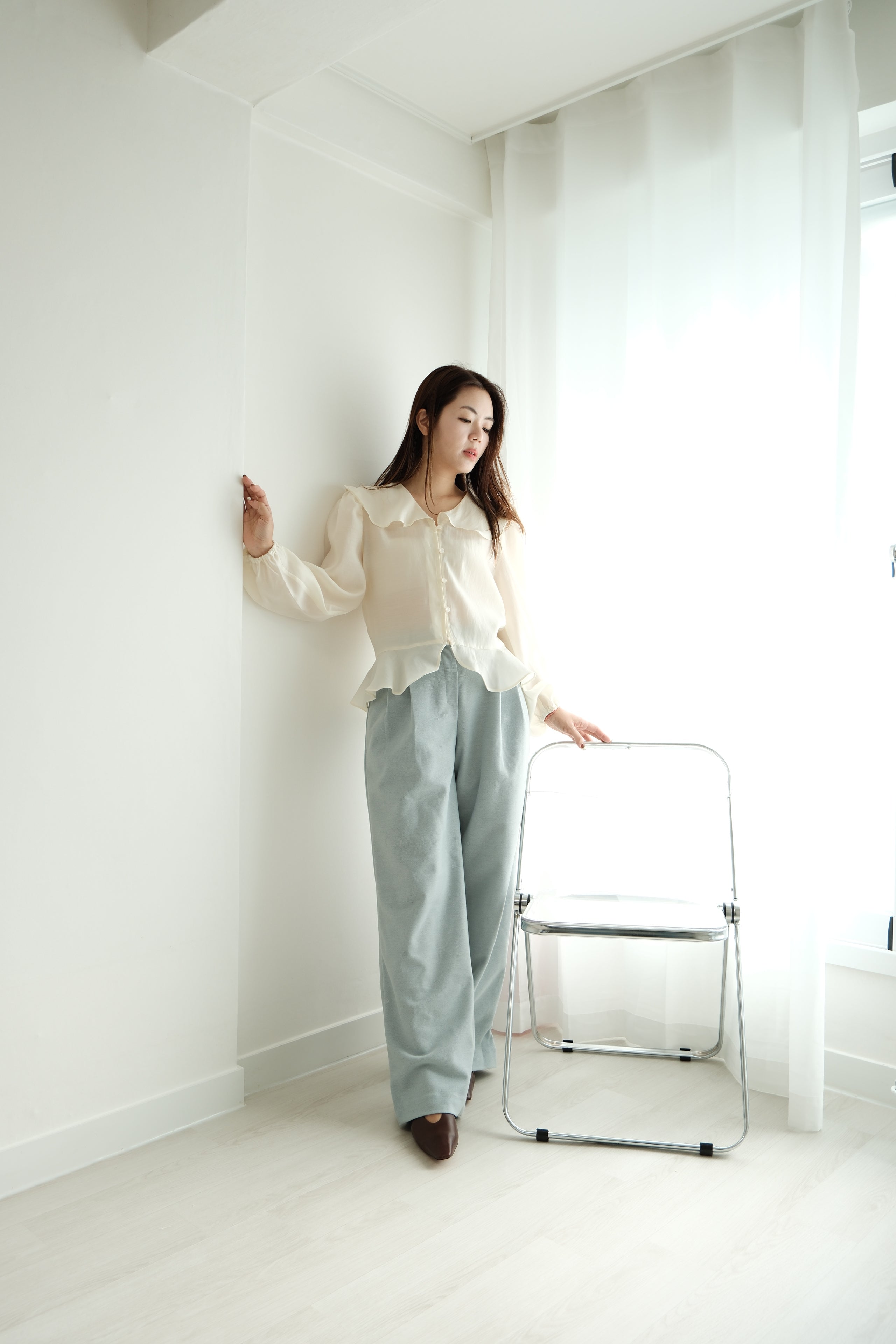 Retro Chic Open-Collar Shirt [T0238]