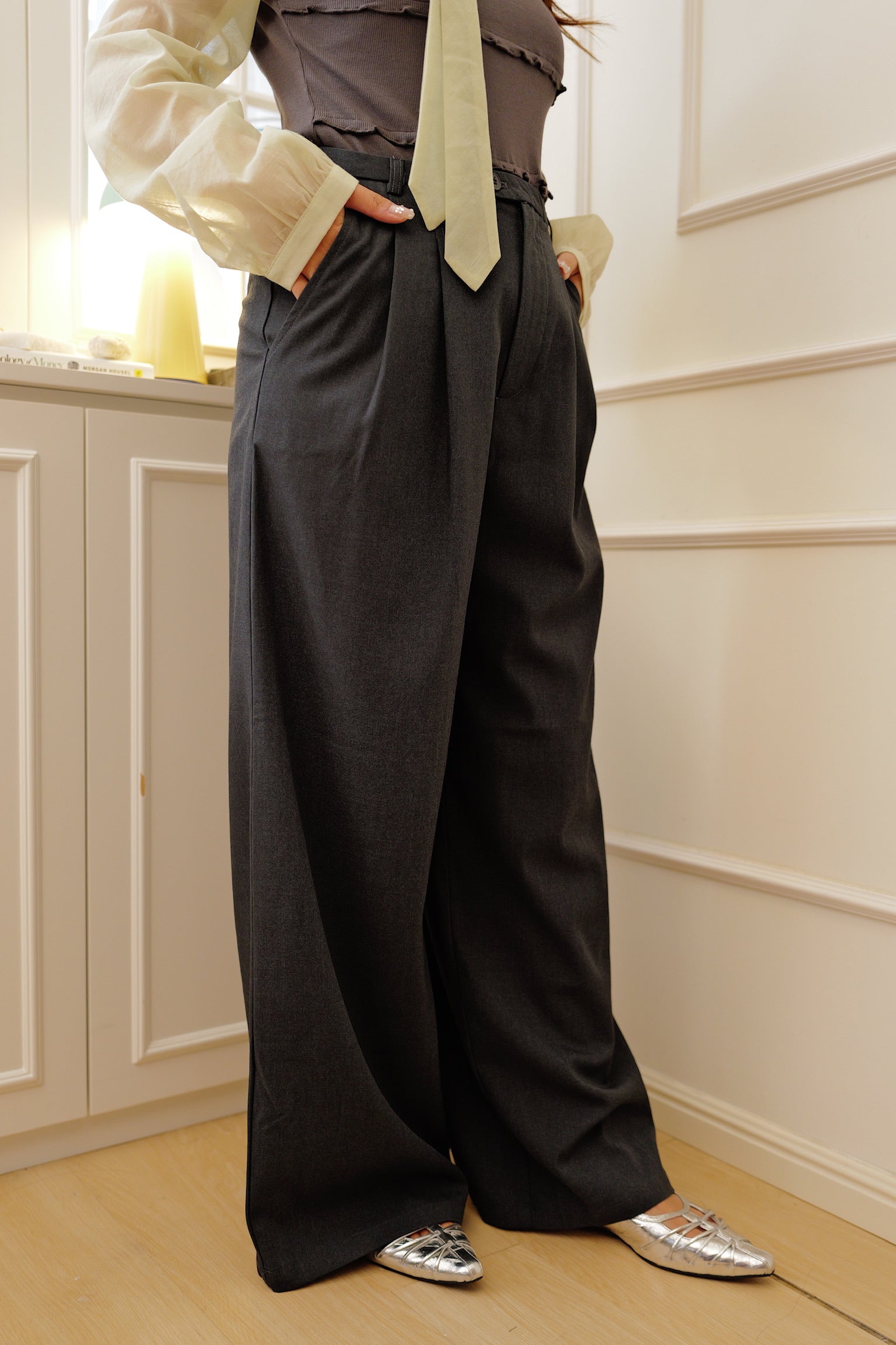 【LE ZANS BRAND COLLECTION】Classic Double-Pleated Tailored High-Waisted Trousers [PT0098]