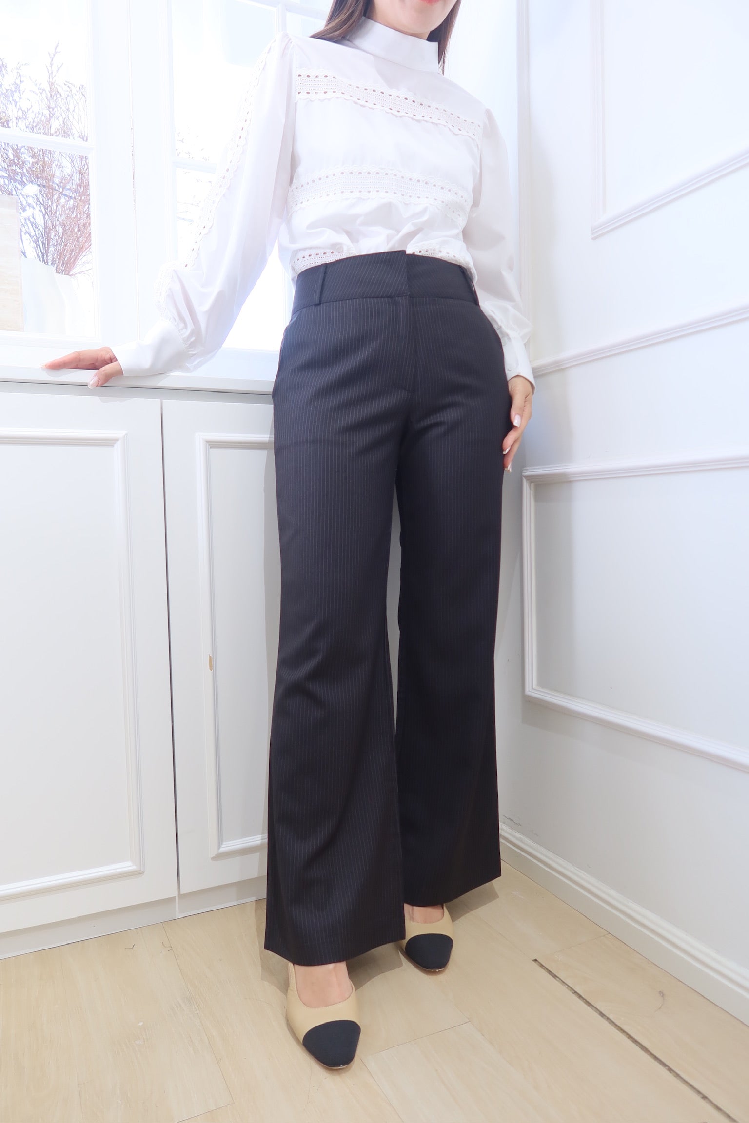 Subtle Patterned Straight-Leg Pants [PT0074]