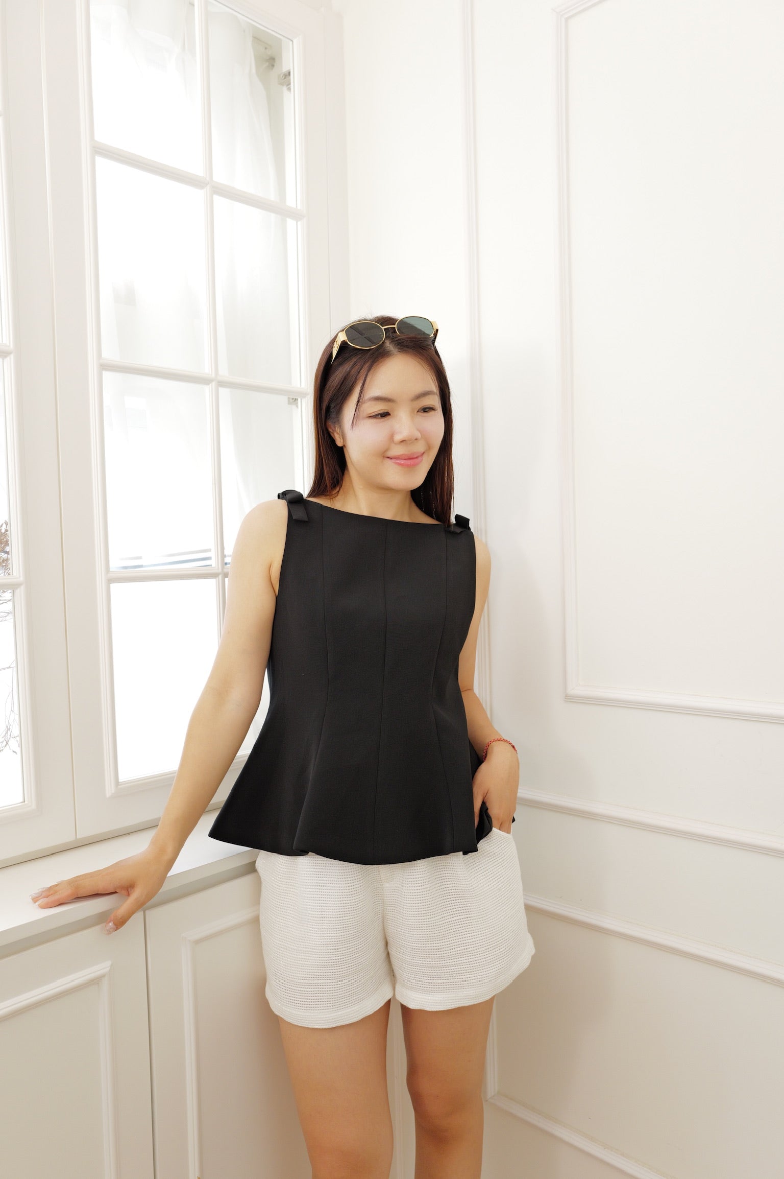 【LE ZANS BRAND COLLECTION】Elegant French Style Bowknot Sleeveless Vest [T0273]