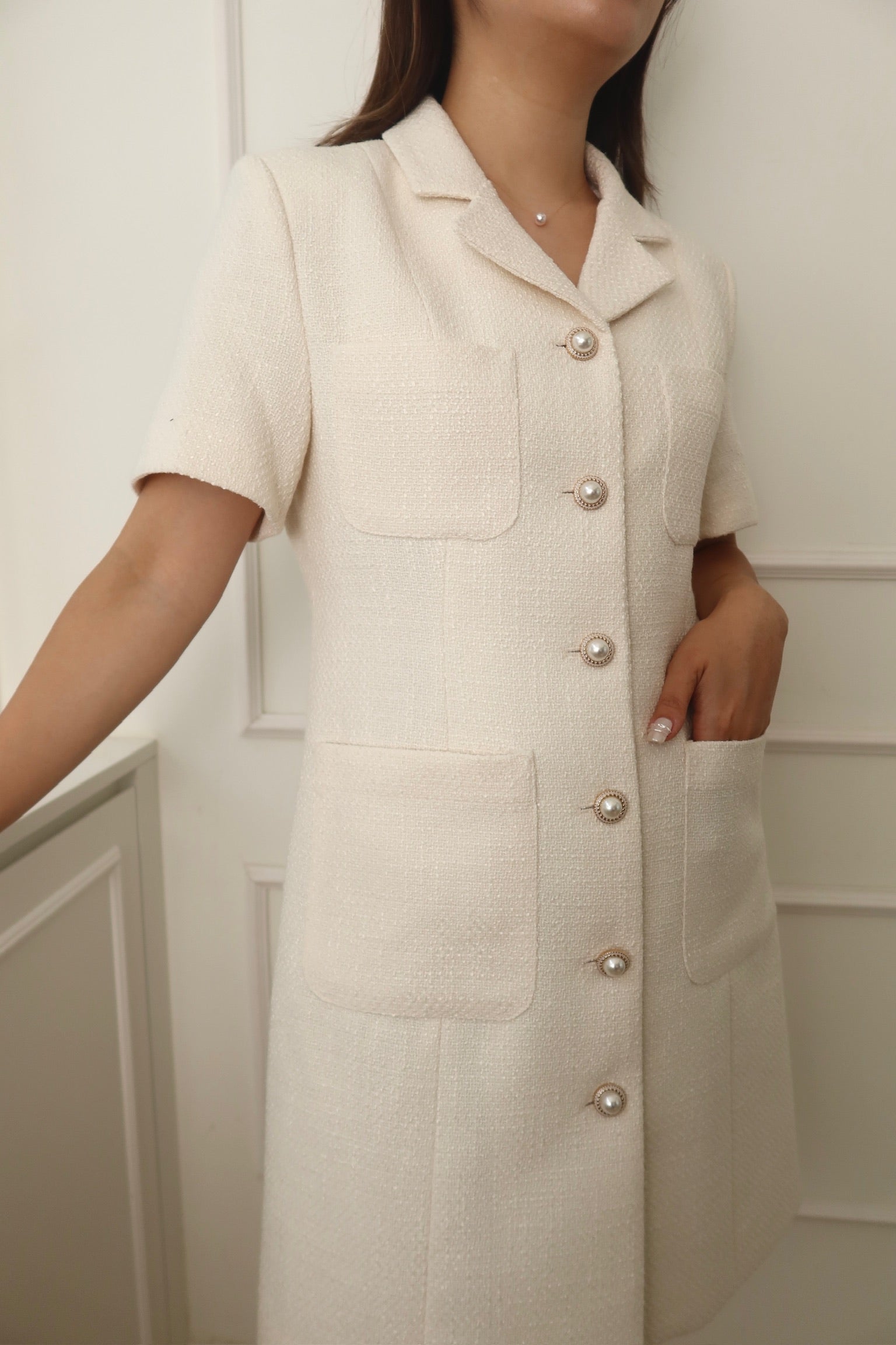 Luxe Pearl Button Dress [OPS0145]