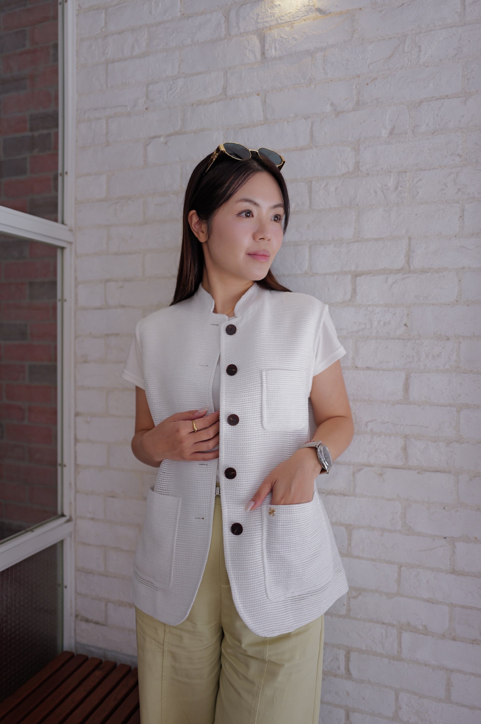 【LE ZANS BRAND COLLECTION】Button-front knit waistcoat [J0139]