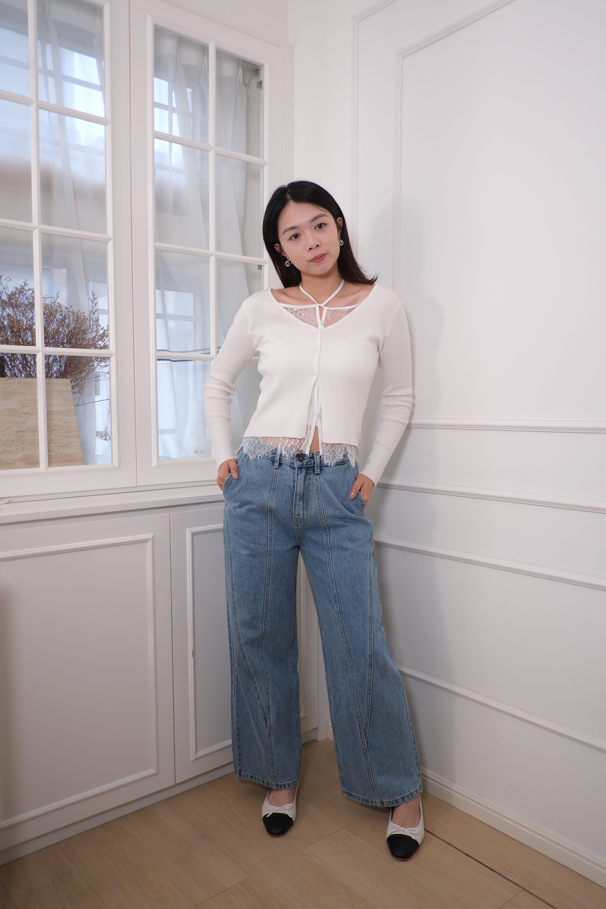 3D contoured straight-leg jeans [PT0087]
