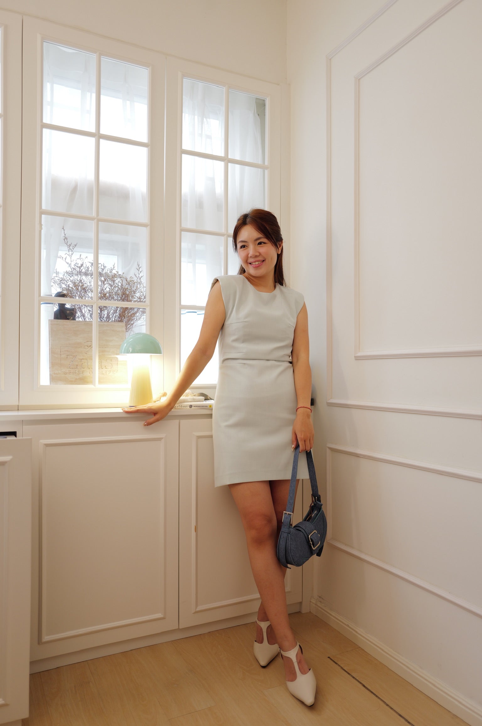【LE ZANS BRAND COLLECTION】Ice Blue Structured Mini Dress [OPS185]